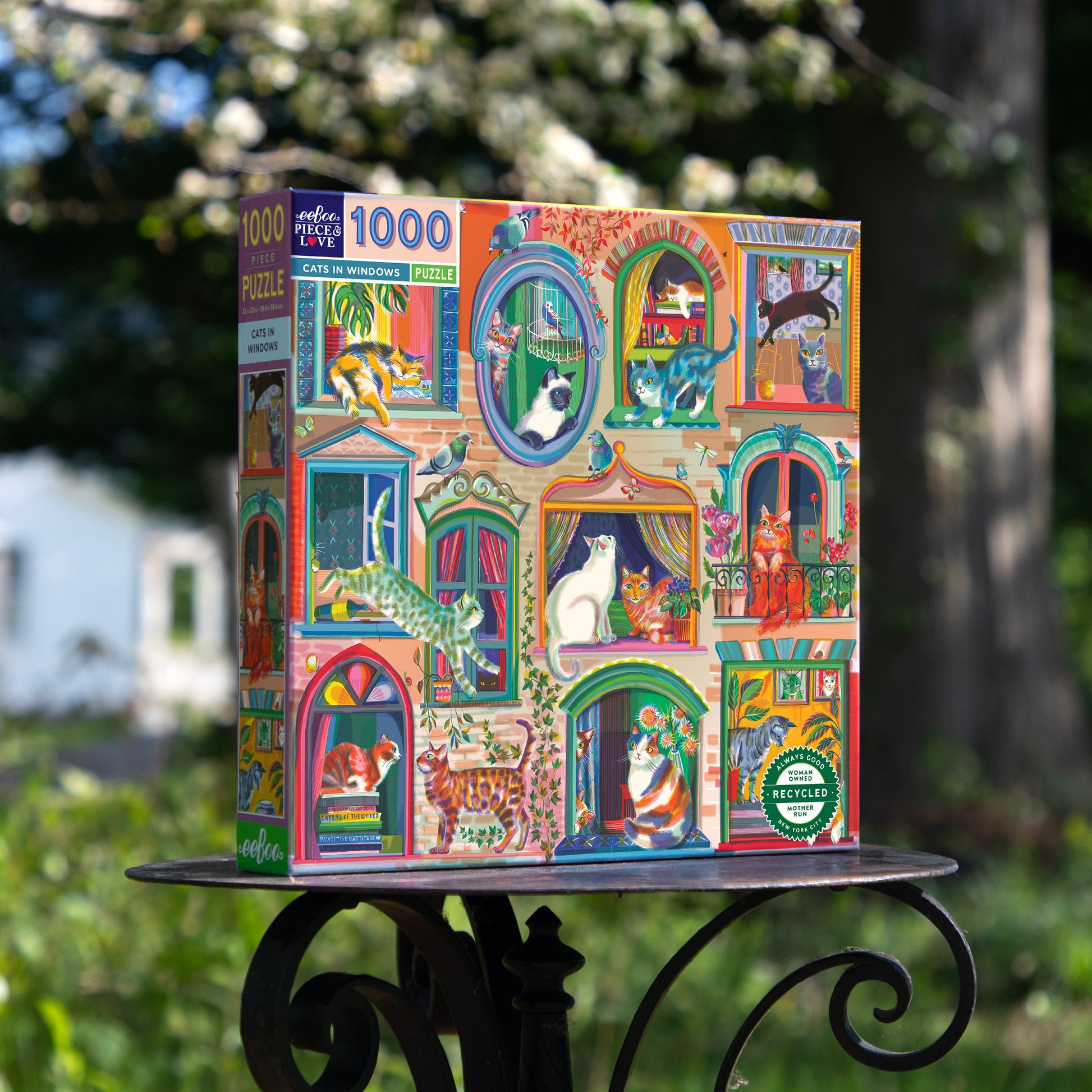 Cats in Windows 1000 Piece Jigsaw Puzzle | eeBoo Piece & Love Unique Gifts for Cat Lovers