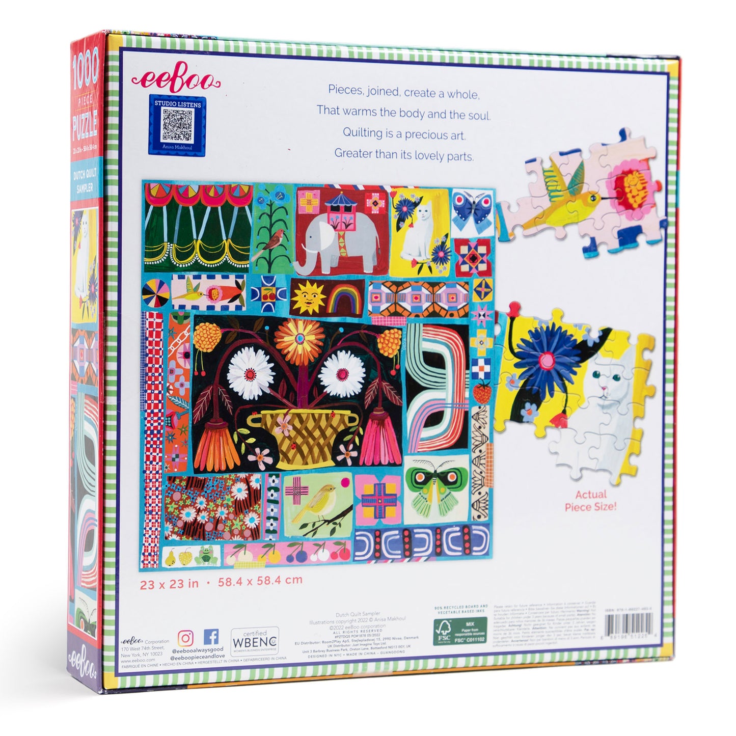 Dutch Quilt Sampler 1000 Piece Jigsaw Puzzle eeBoo Gifts for Adults