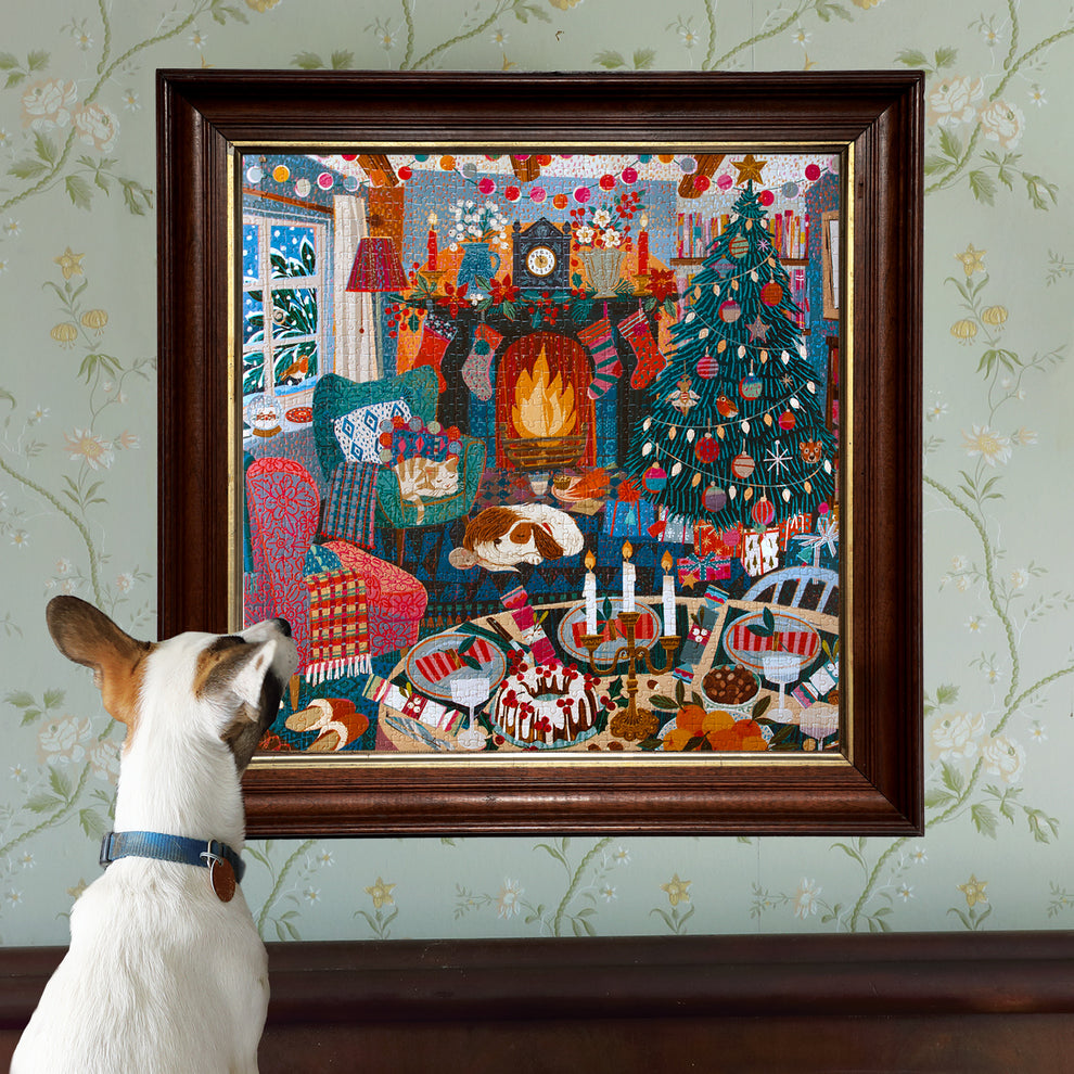 Eeboo Puzzle 1000 Pièces – Cottage Anglais De Noël, 58.5x58.5 Cm, Illustration Enchantée