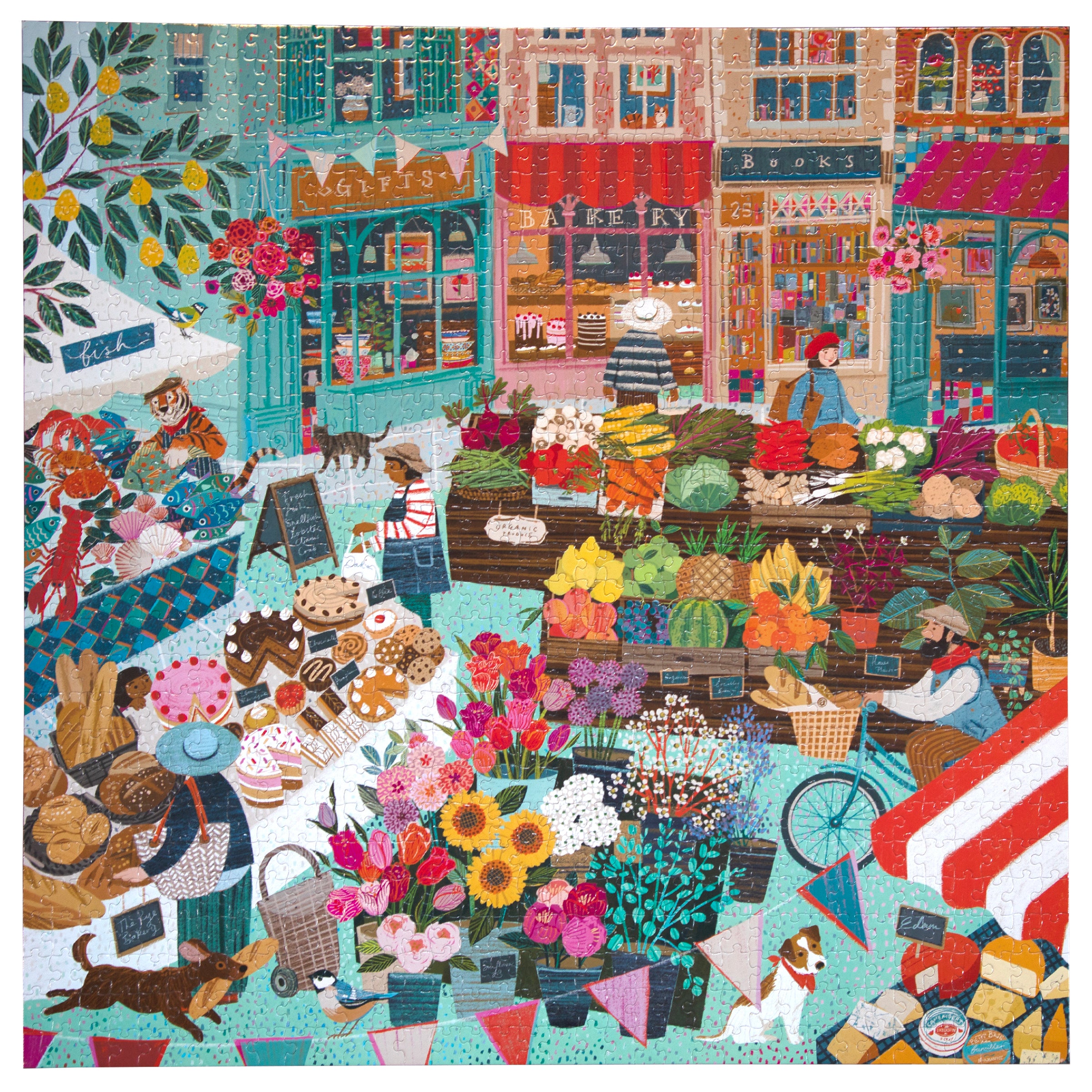 English Green Market 1000 Piece Puzzle by eeBoo | Unique Beautiful Gifts