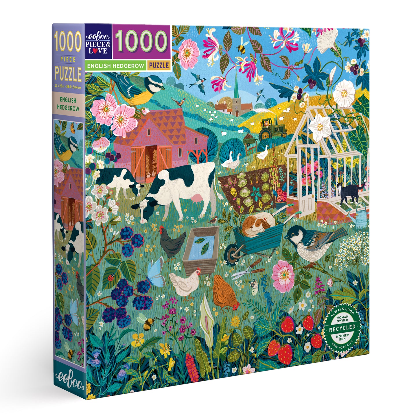 English Hedgerow 1000 Piece Jigsaw Puzzle | Beautiful Unique Cottagecore Gifts for Adults