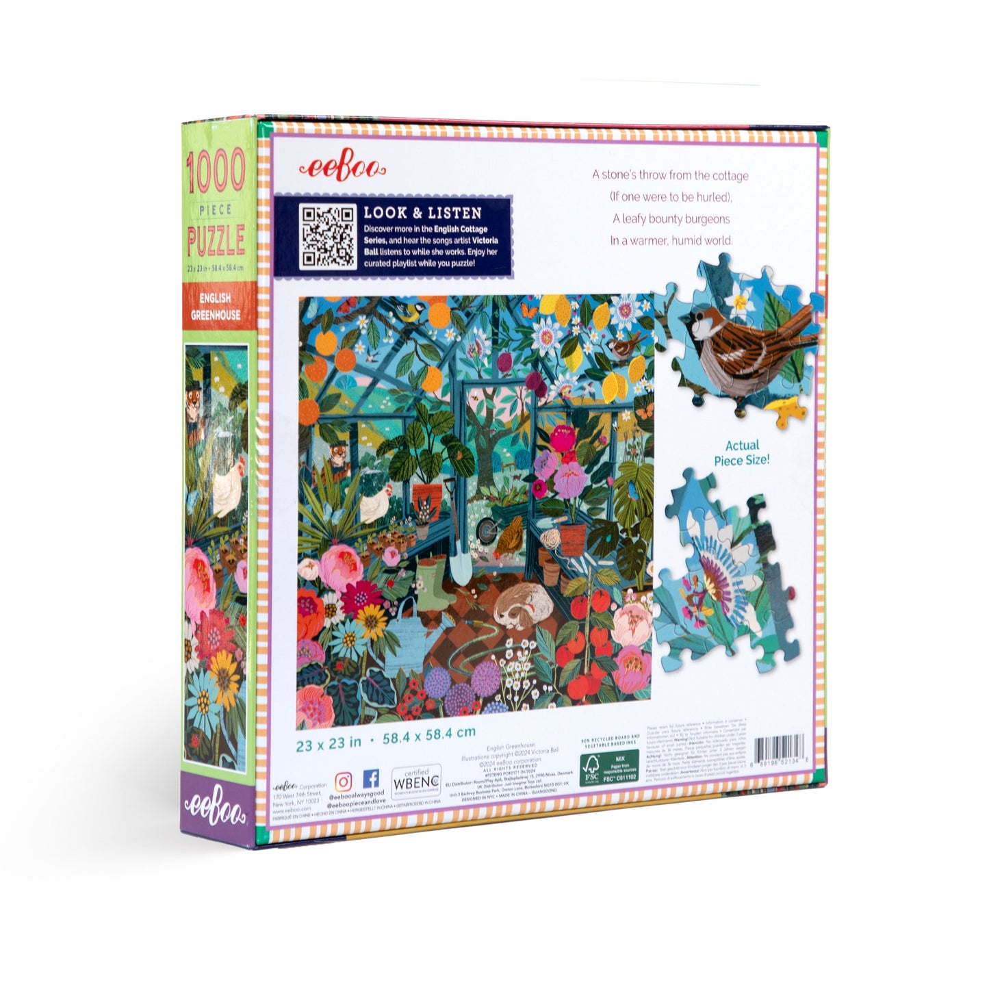 English Greenhouse 1000 Piece Jigsaw Puzzle by eeBoo | Unique Fun Gifts