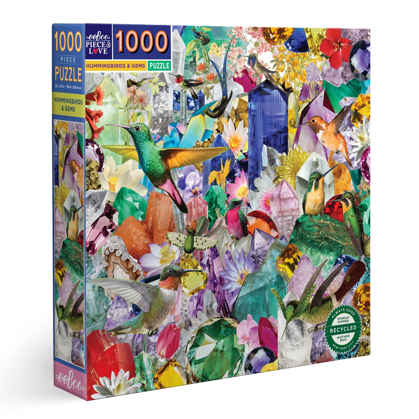 Hummingbirds and Gems 1000 Piece Jigsaw Puzzle by eeBoo | Beautiful Unique Gifts for Women