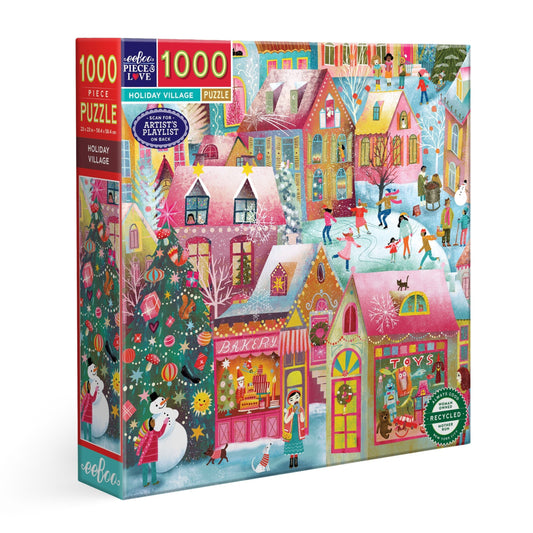 Holiday Village 1000 Piece Jigsaw Puzzle by eeBoo | Unique Fun Gifts