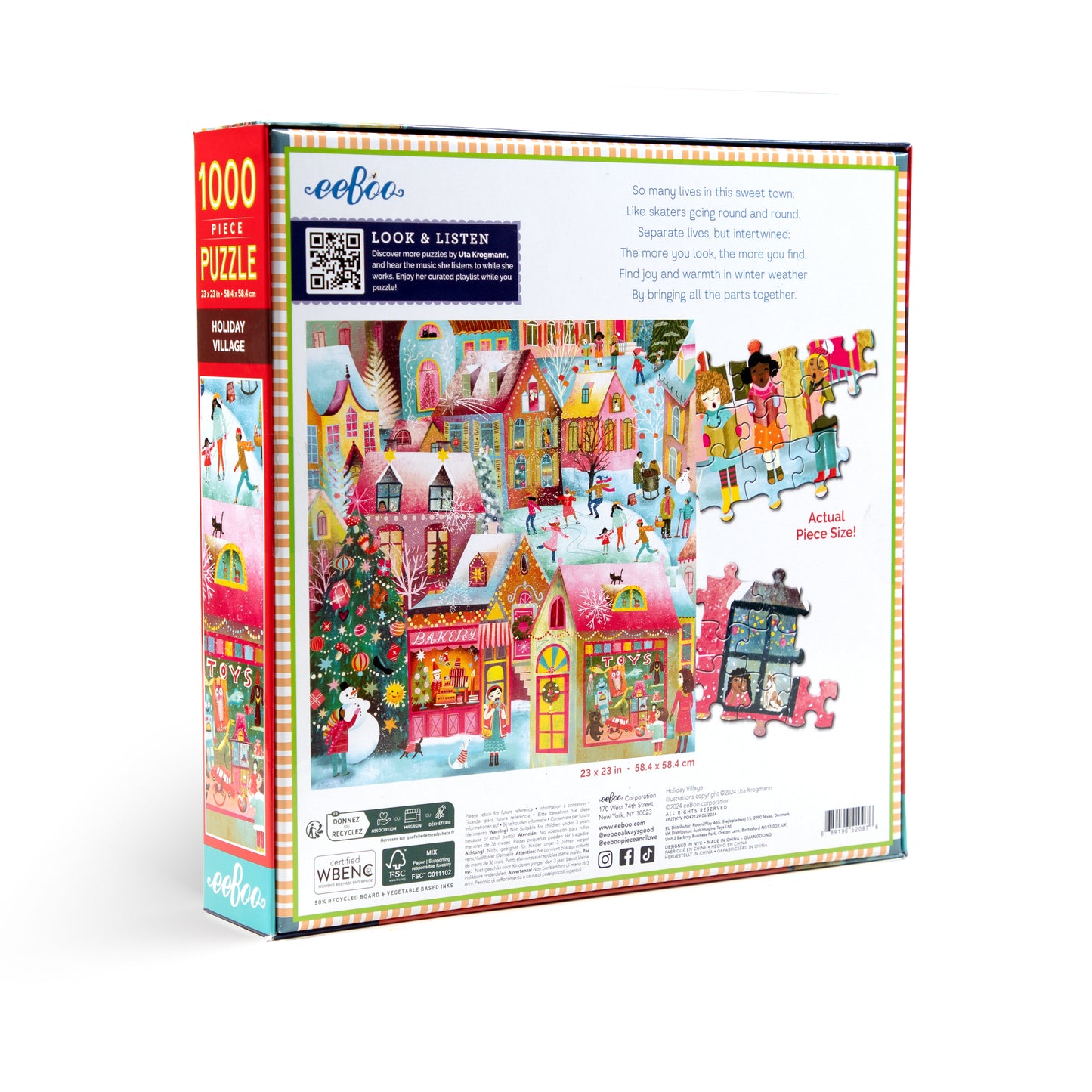 Holiday Village 1000 Piece Jigsaw Puzzle by eeBoo | Unique Fun Gifts