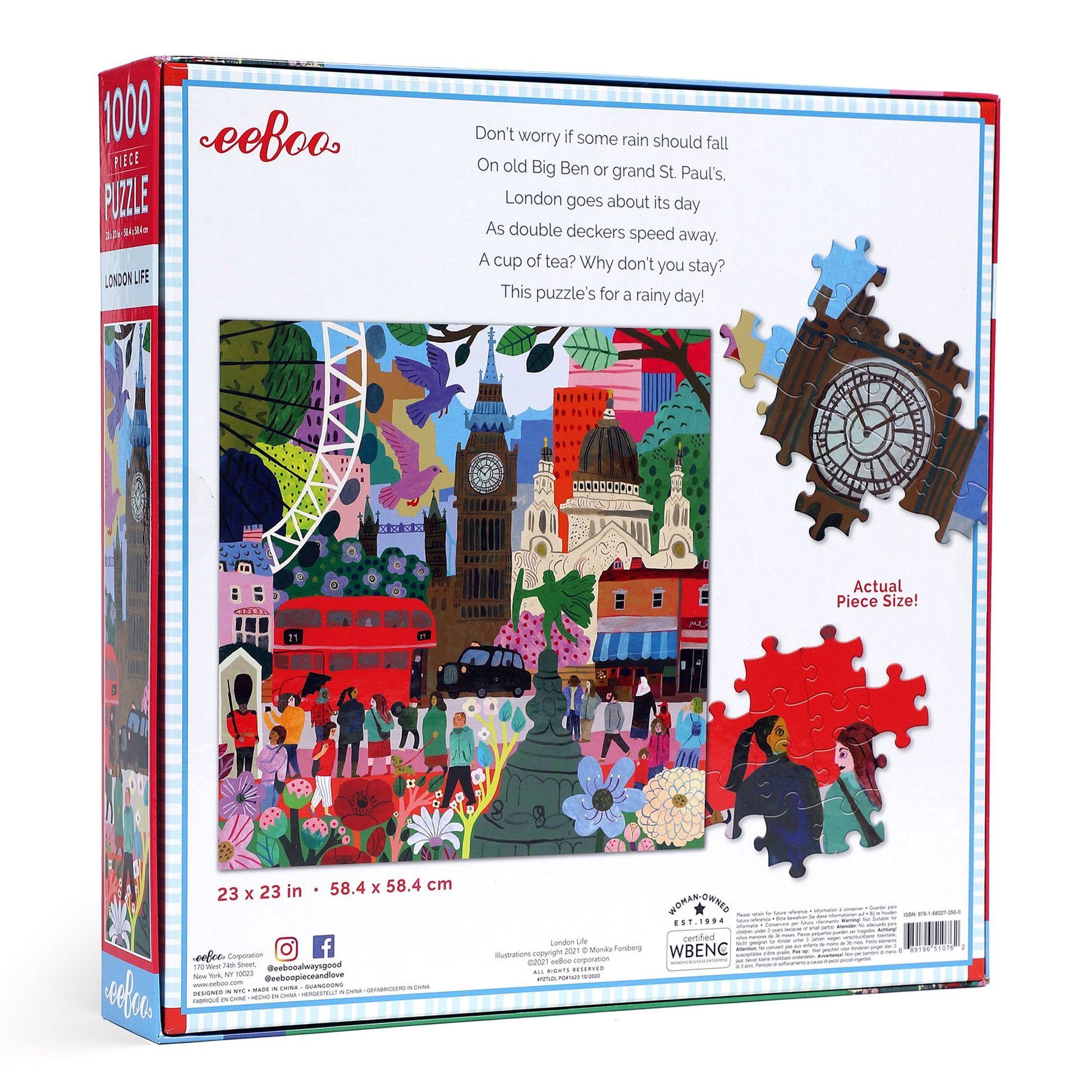 London England Life Big Ben 1000 Piece Jigsaw Puzzle | eeBoo Piece & Love | Gifts for Travel Lovers