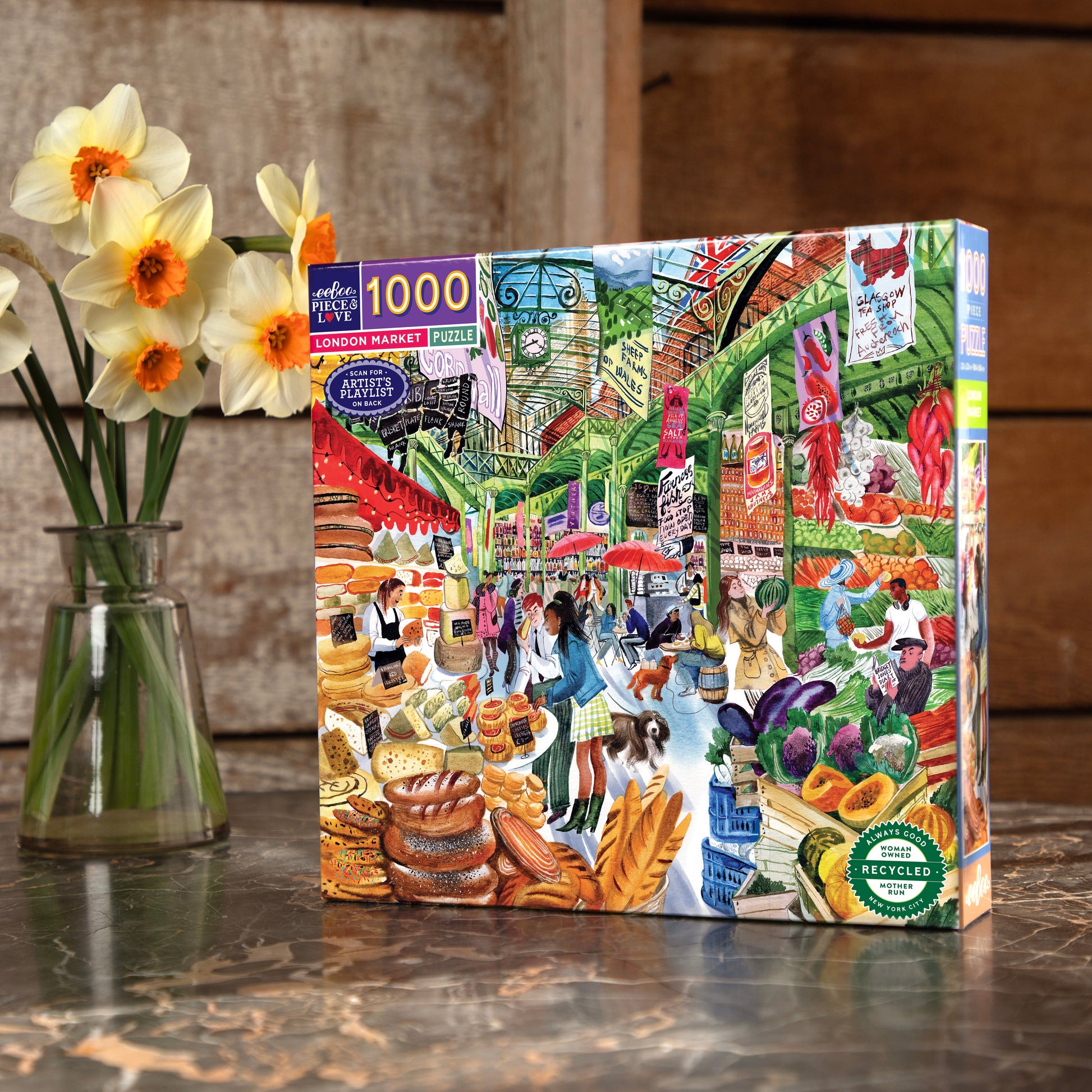 London England Market 1000 Piece Jigsaw Puzzle by eeBoo | Unique Fun Gifts