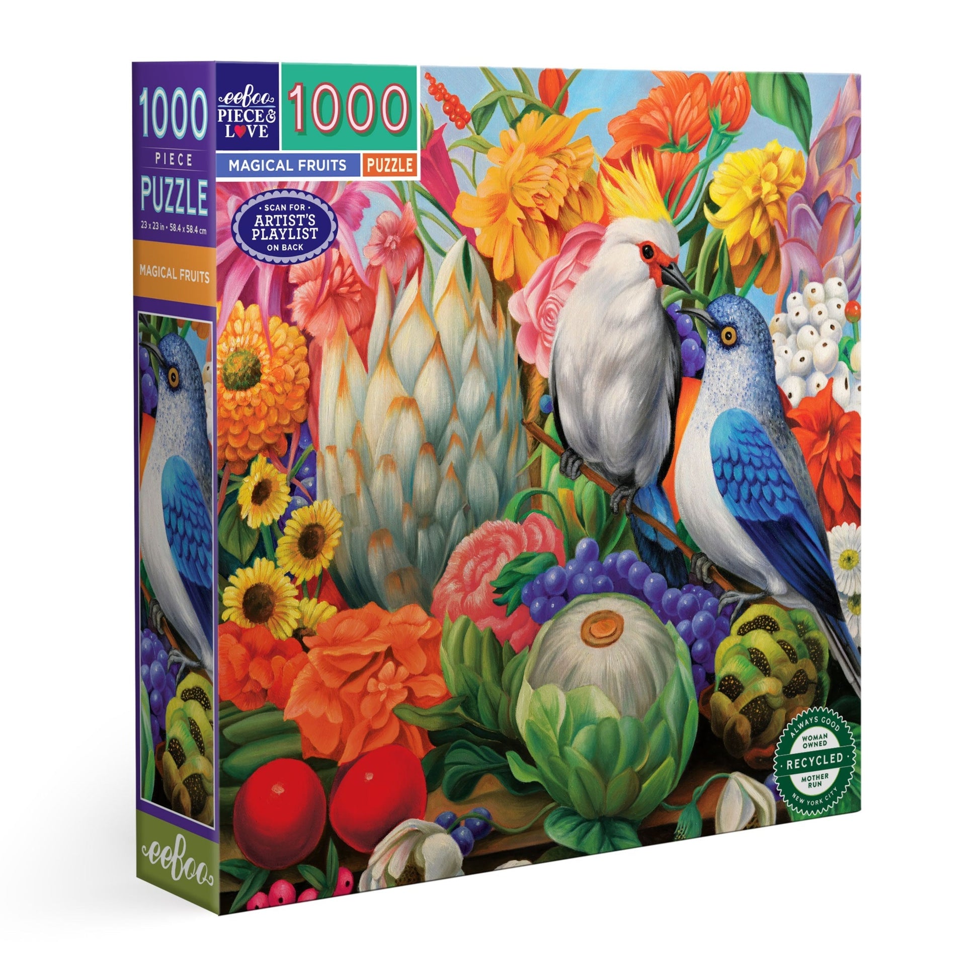 Magical Fruits& Birds 1000 Piece Jigsaw Puzzle by eeBoo | Unique Fun Gifts