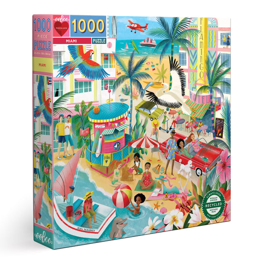 Miami Florida 1000 Piece Travel Jigsaw Puzzle | eeBoo Piece & Love | Gifts for Travel Lovers