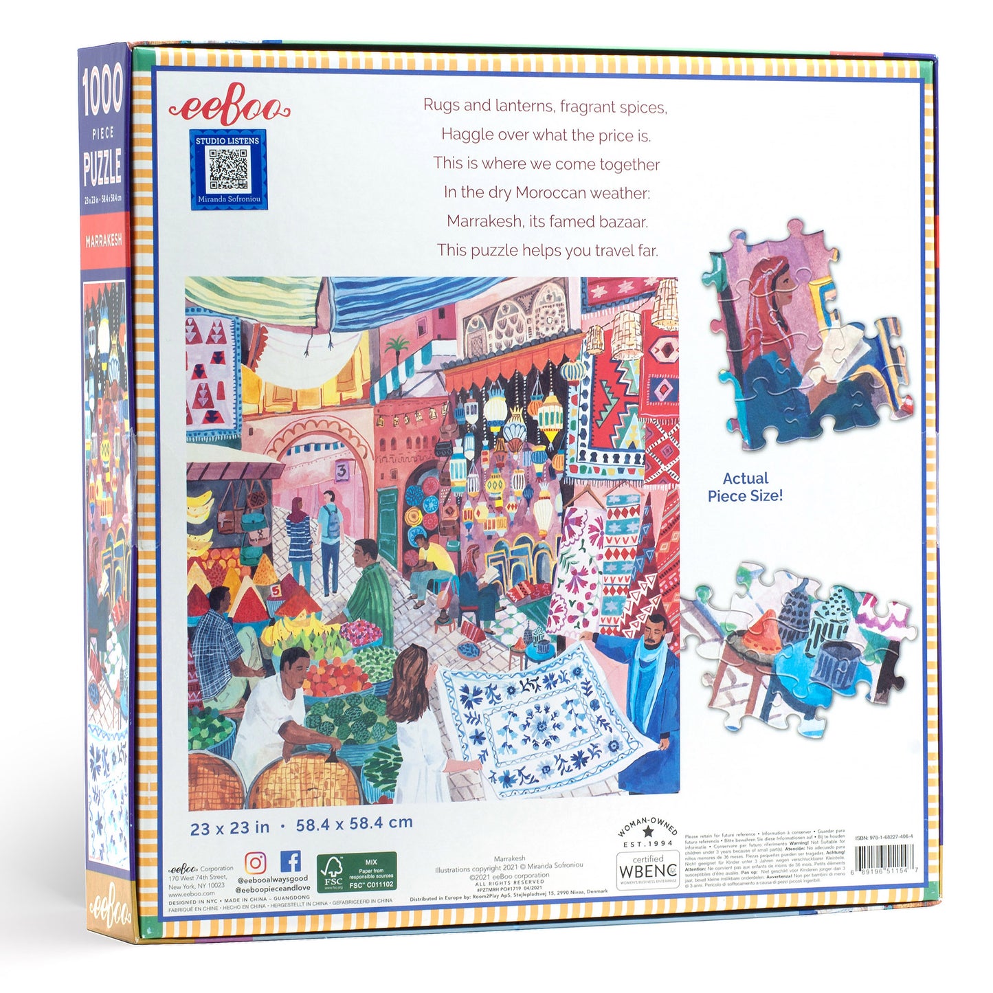 Marrakesh Morocco 1000 Piece Jigsaw Travel Puzzle | eeBoo Piece & Love | Gifts for Travel Lovers