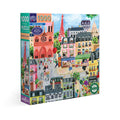Jigsaw puzzle box with Paris-themed design.