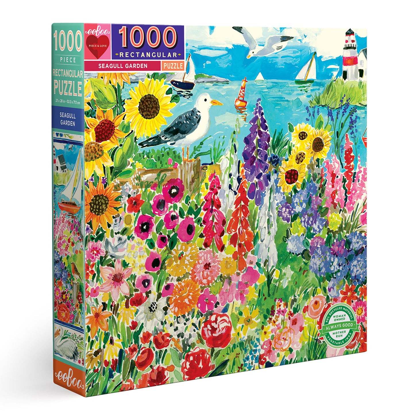 Seagull Garden in Maine 1000 Piece Rectangle Puzzle eeBoo Piece & Love Gifts for Beach Nature Lovers