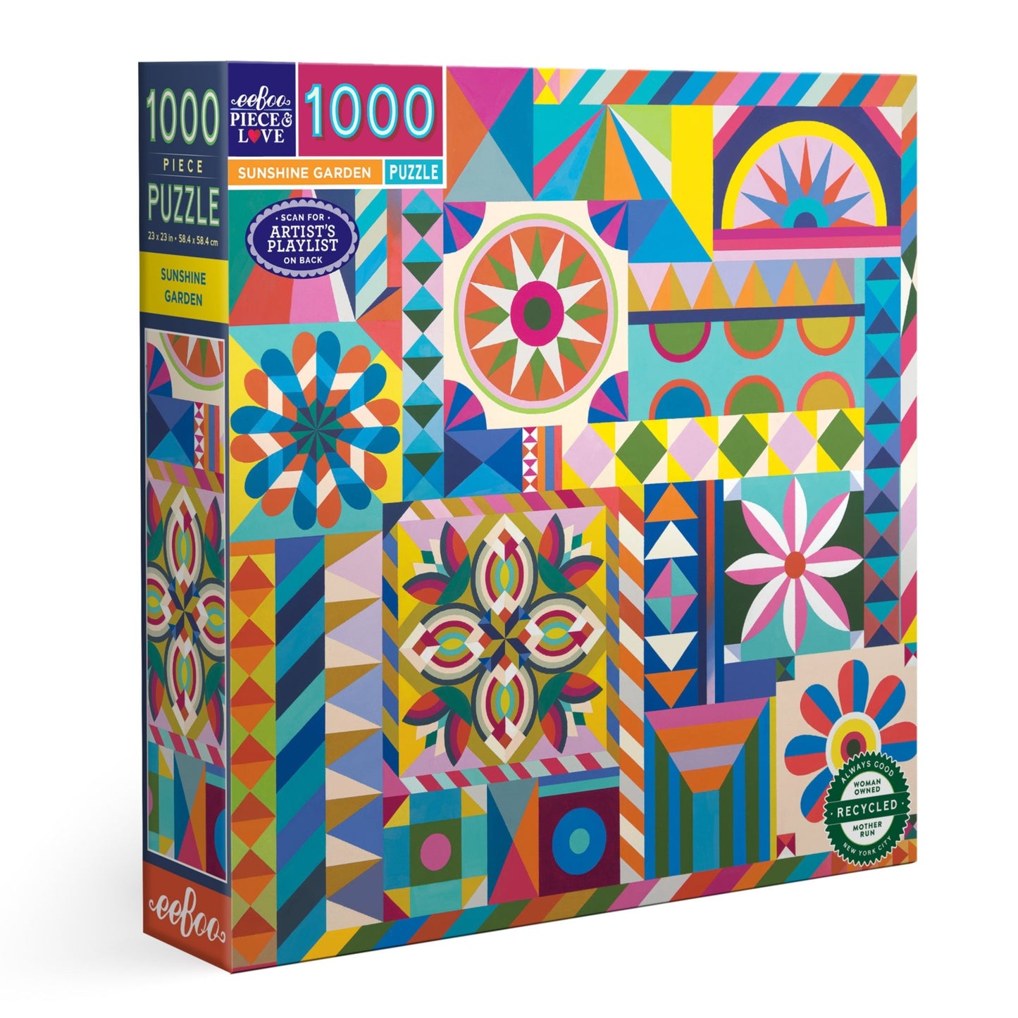 Sunshine Garden Pattern 1000 Piece Jigsaw Puzzle by eeBoo | Unique Fun Gifts