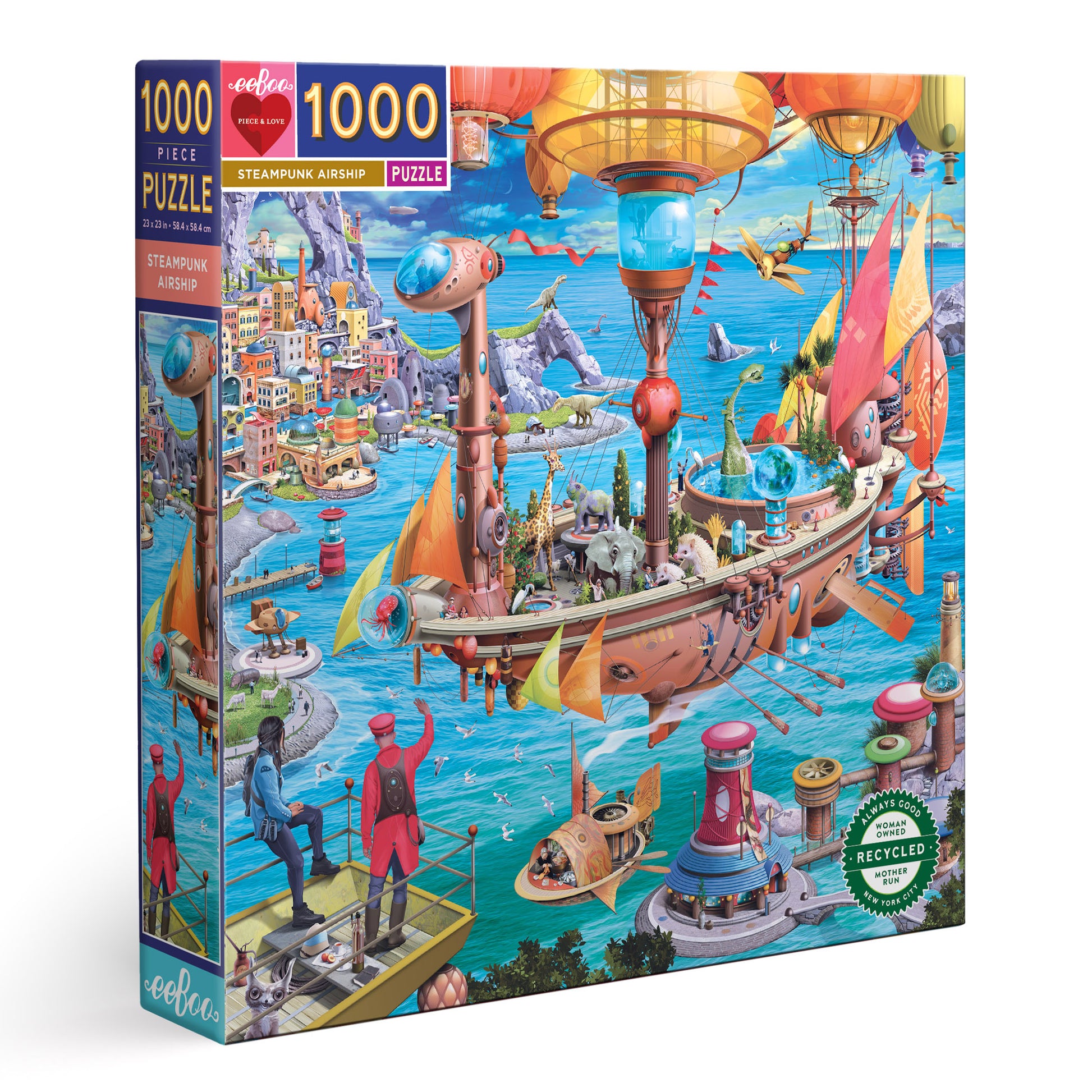 Steampunk Airship 1000 Piece Jigsaw Puzzle | eeBoo Piece & Love | Makes a Great Gift