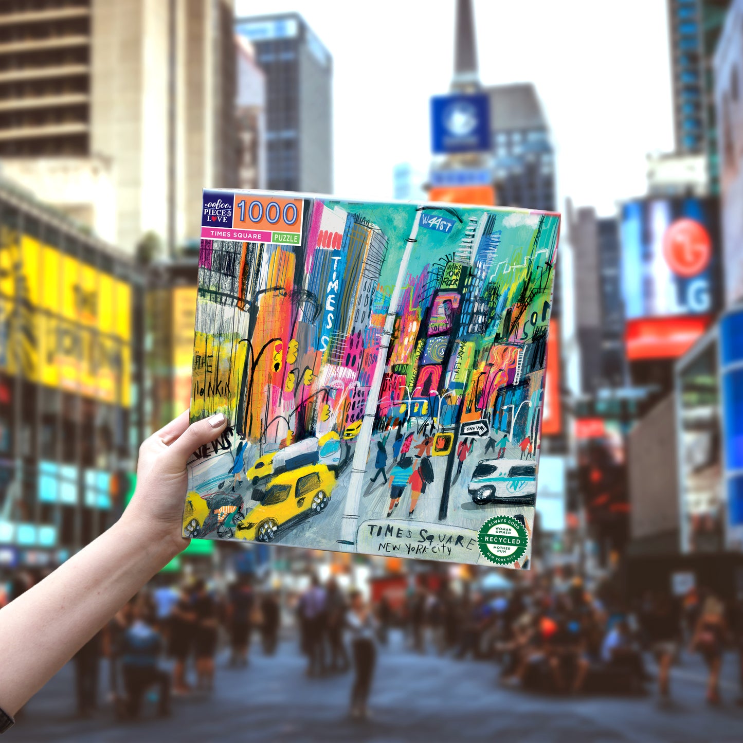 Times Square NYC 1000 Piece Puzzle by eeBoo | Unique Fun Gifts