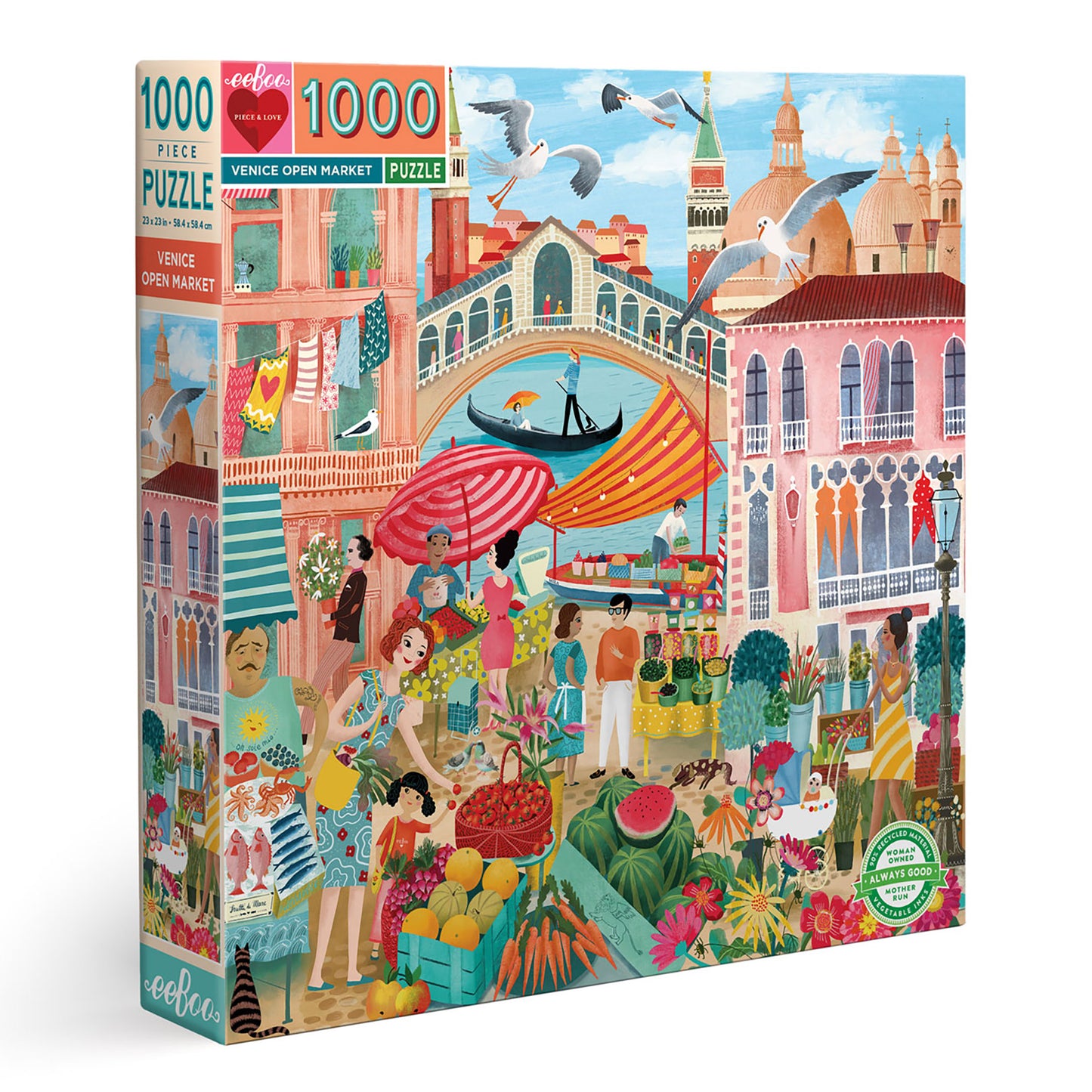 Venice Italy Open Market 1000 Piece Jigsaw Puzzle | eeBoo Piece & Love | Gifts for Travel Lovers