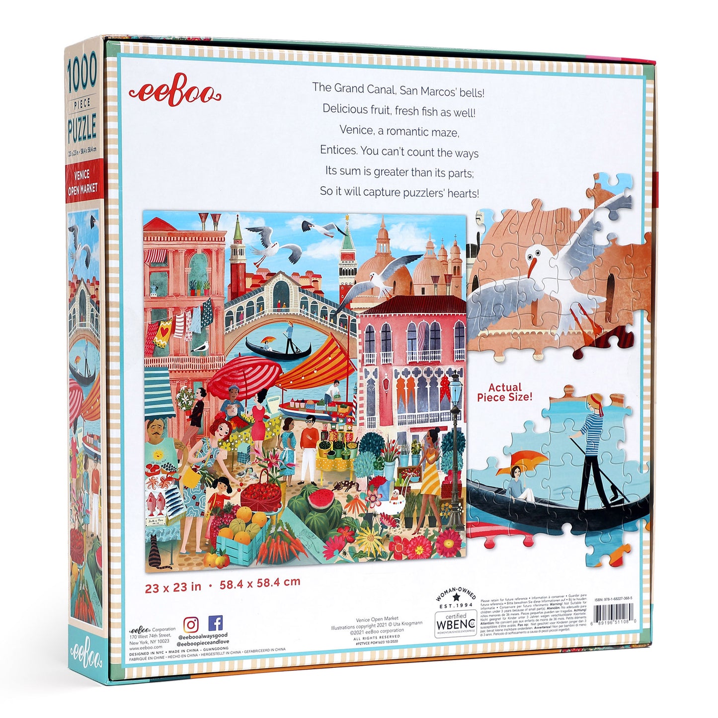 Venice Italy Open Market 1000 Piece Jigsaw Puzzle | eeBoo Piece & Love | Gifts for Travel Lovers