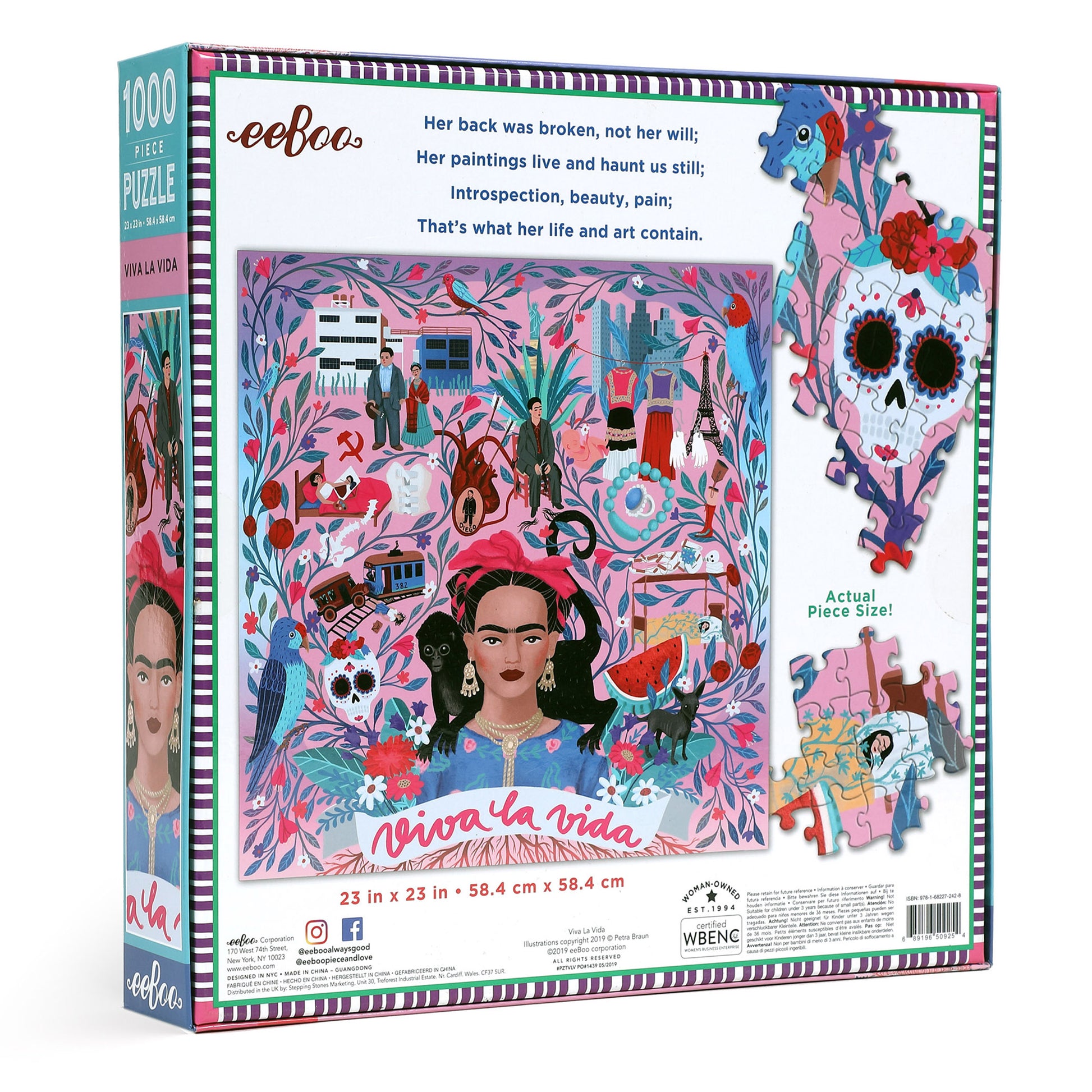 Viva la Vida Spanish Artist Frida Kahlo Mexico 1000 Piece Jigsaw Puzzle eeBoo Piece & Love Gifts for Artists