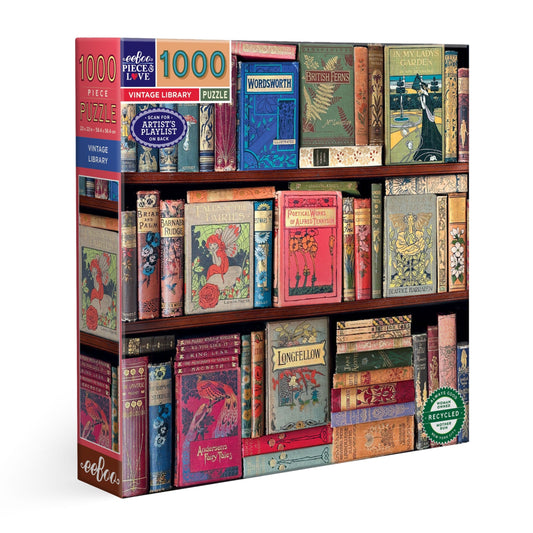Vintage Library Books 1000 Piece Jigsaw Puzzle by eeBoo | Unique Fun Gifts