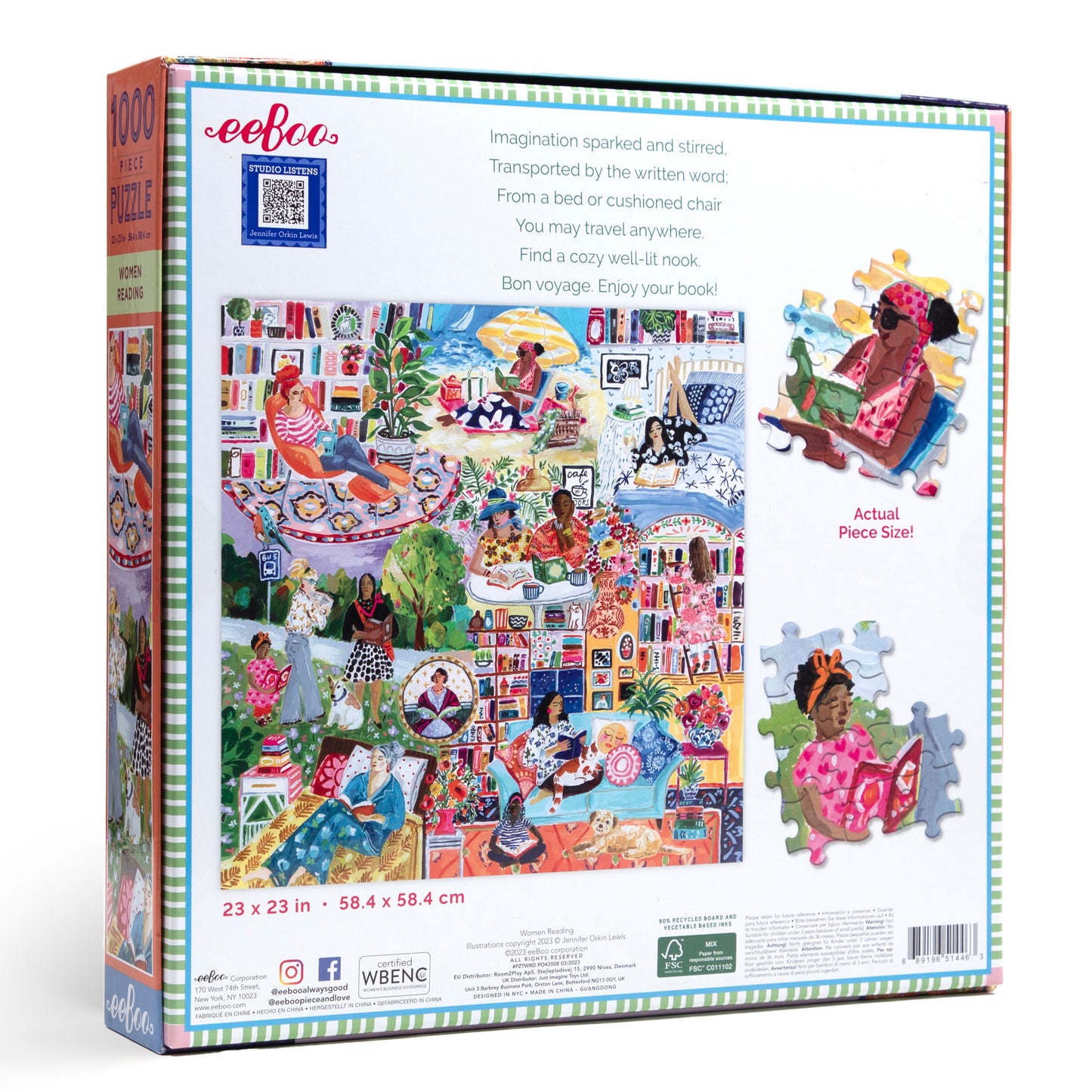 Women Reading 1000 Piece Jigsaw Puzzle | eeBoo Piece & Love Unique Self Care Gifts for Women