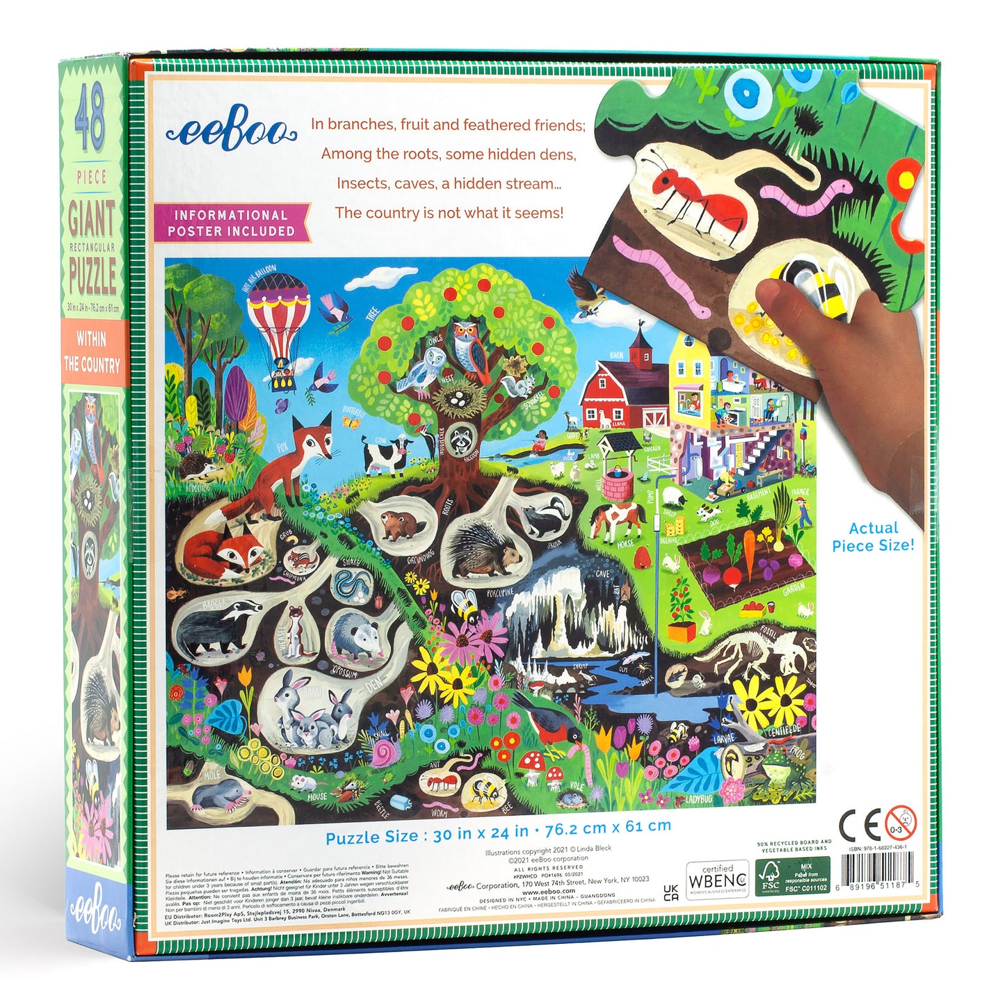 eeBoo Within the Country 48 Piece Giant Floor Puzzle for Kids Ages 4+