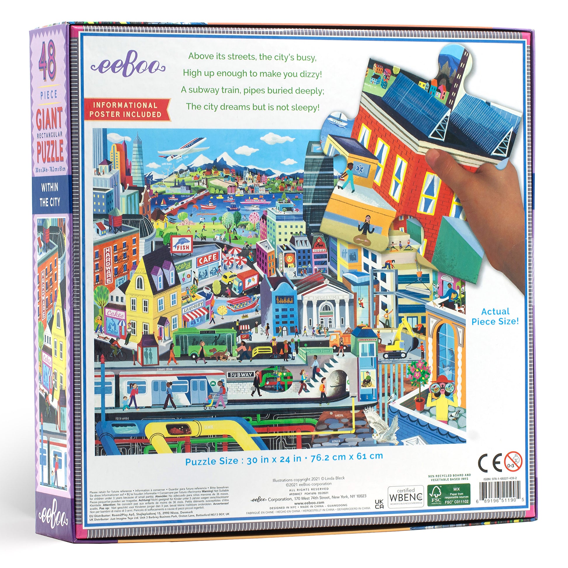 eeBoo Within the City 48 Piece Giant Floor Puzzle Gifts for Kids 4+