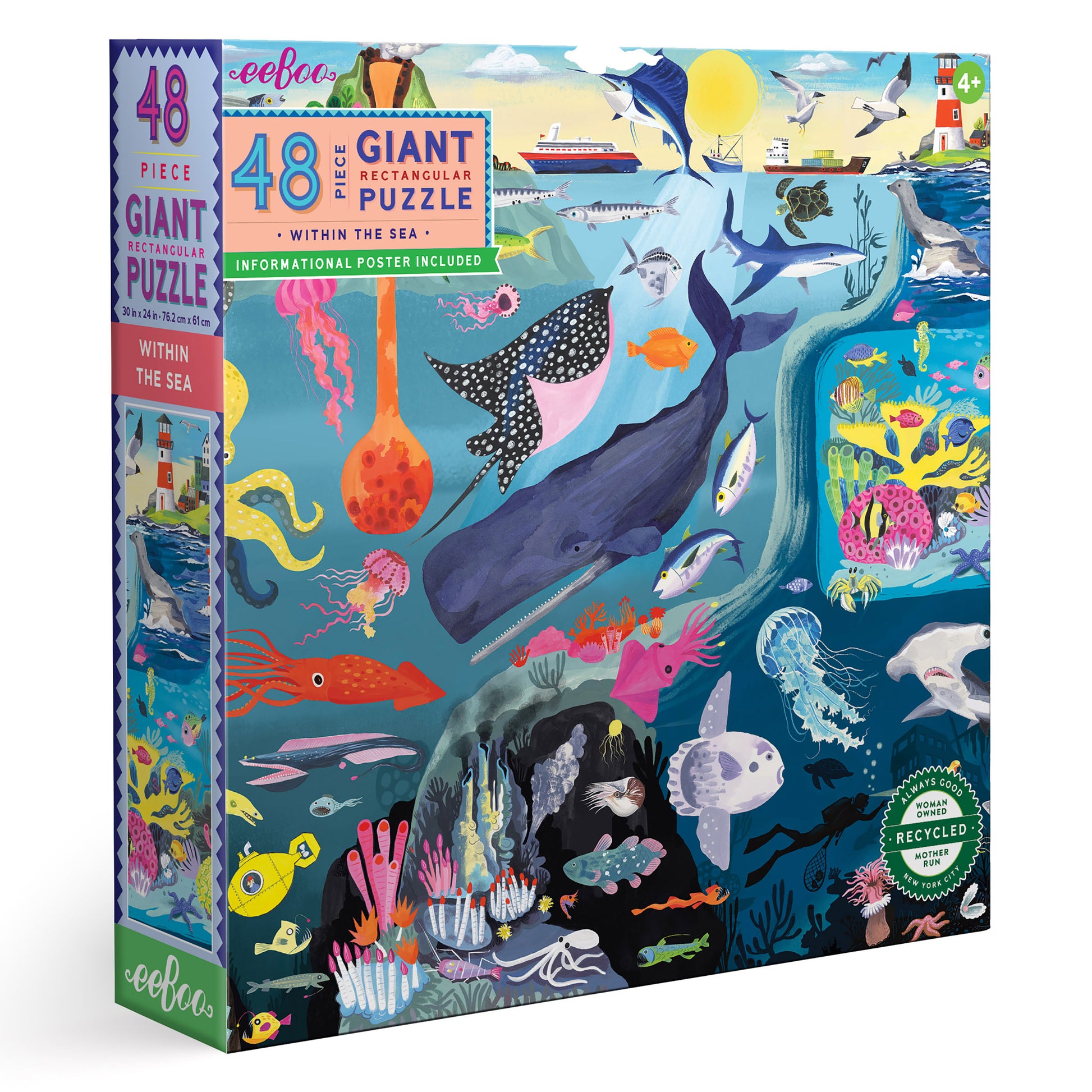 eeBoo Within the Sea 48 Piece Giant Floor Puzzle Gifts for Kids 4+