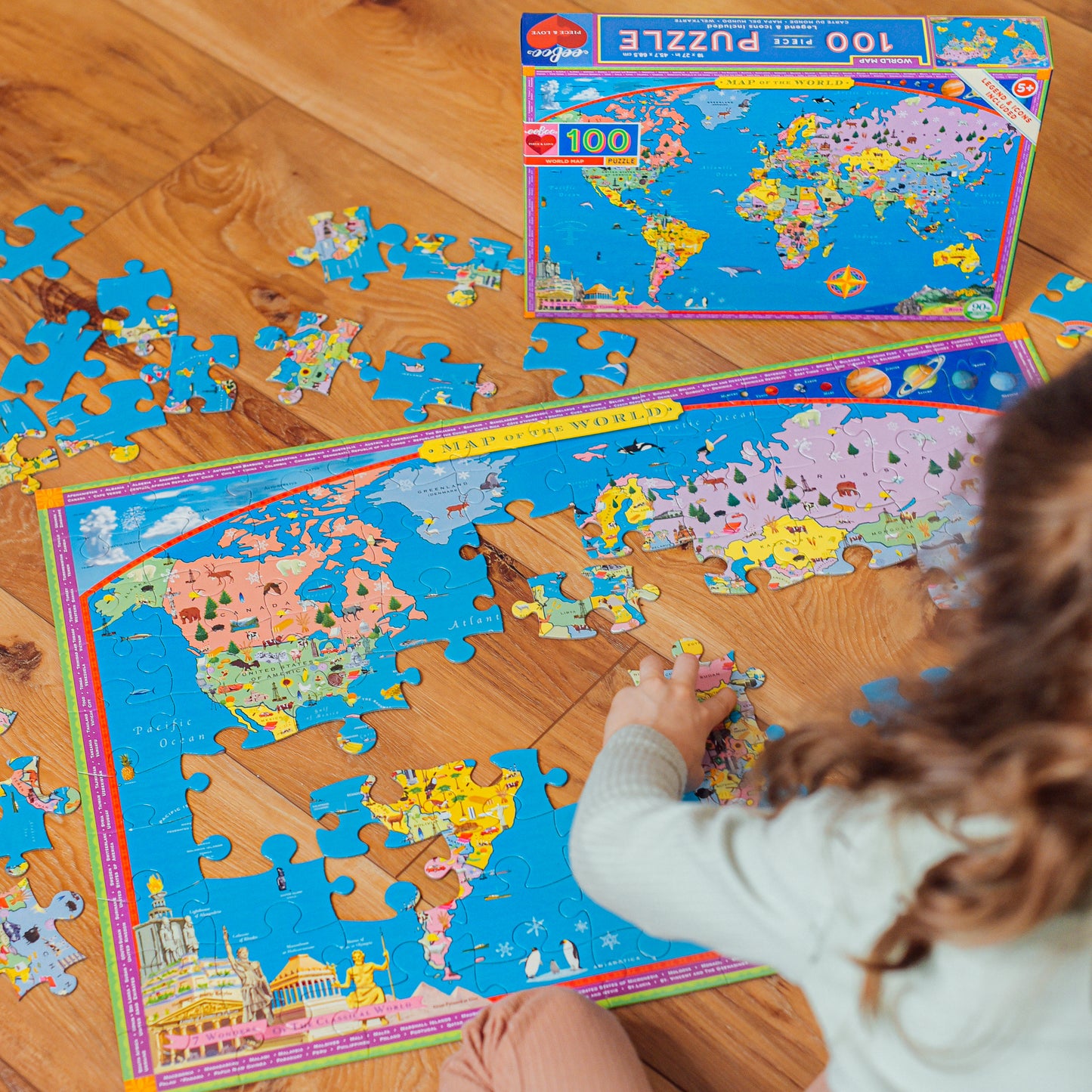 World Map Educational 100 Piece Puzzle by eeBoo Gifts for Kids Ages 5+