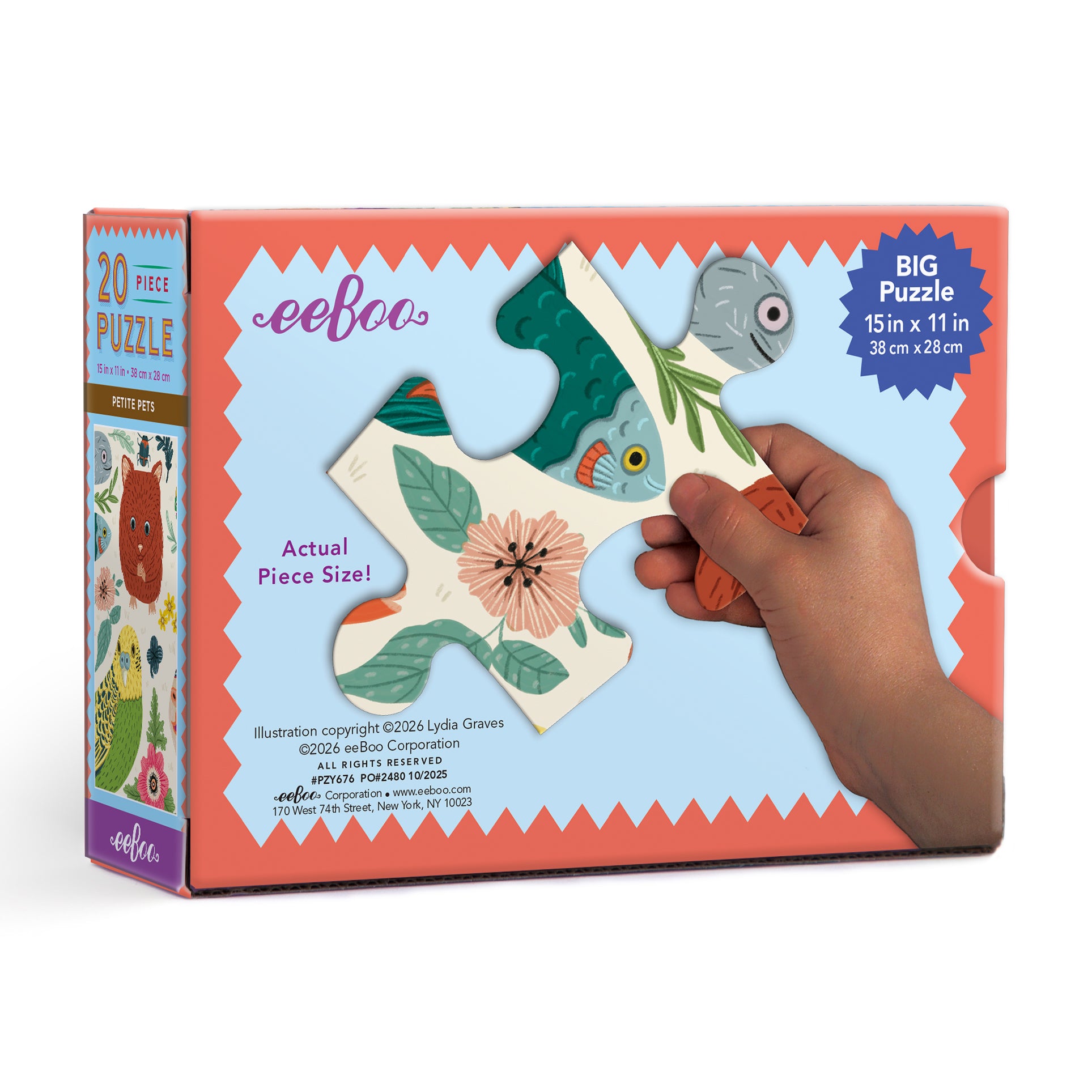 eeBoo puzzle box with a hand holding a piece of the puzzle