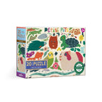 Box of a 20-piece puzzle featuring illustrations of small animals and nature elements. Petite Pets 20 Piece Puzzle