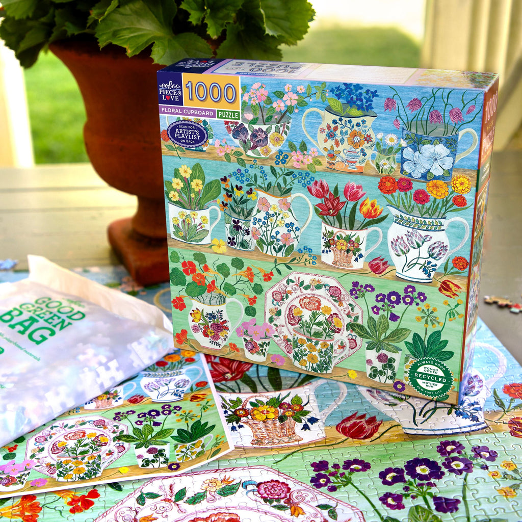 Floral Cupboard 1000 Piece Puzzle by eeBoo | Unique Beautiful Gifts