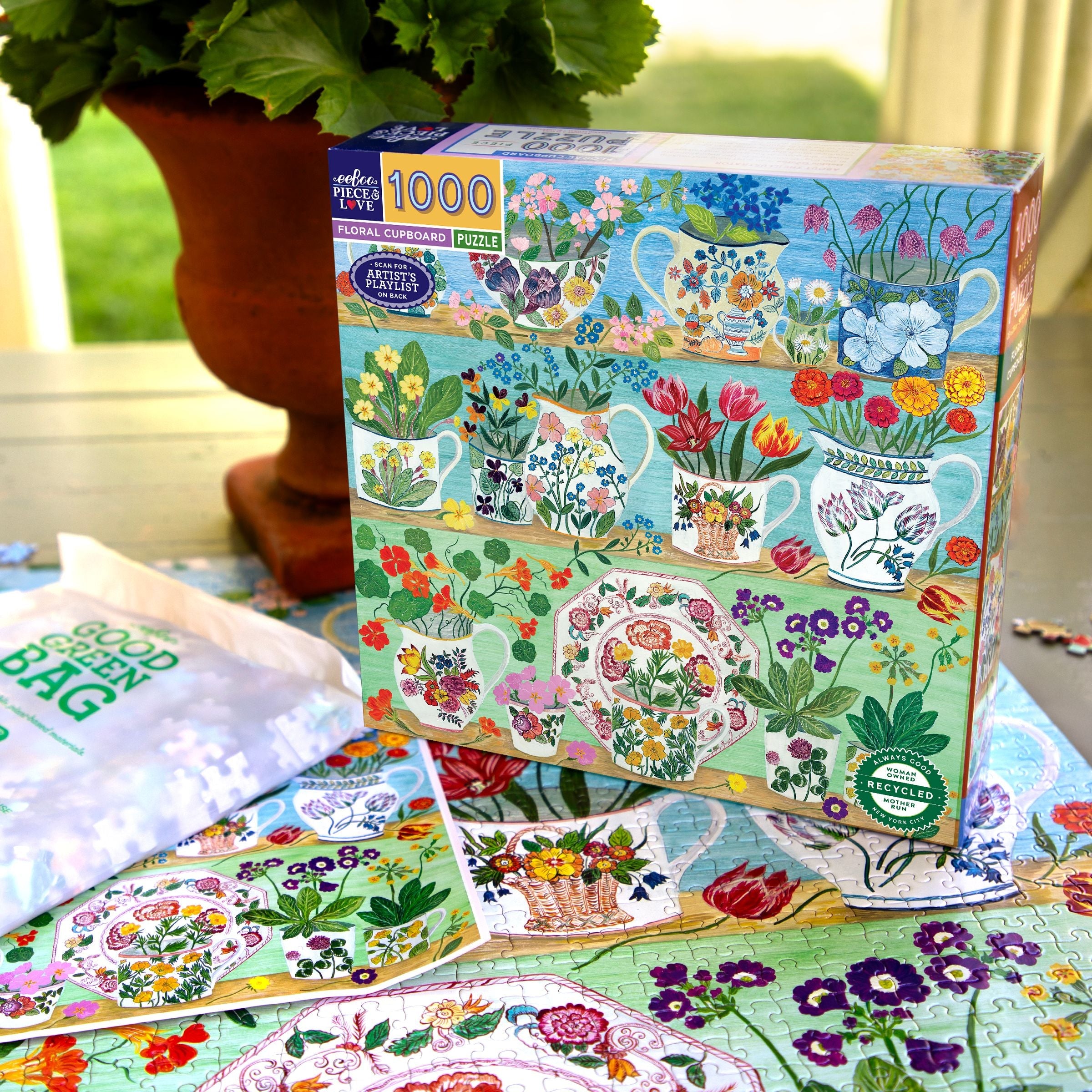 Floral Cupboard 1000 Piece Puzzle by eeBoo | Unique Beautiful Gifts