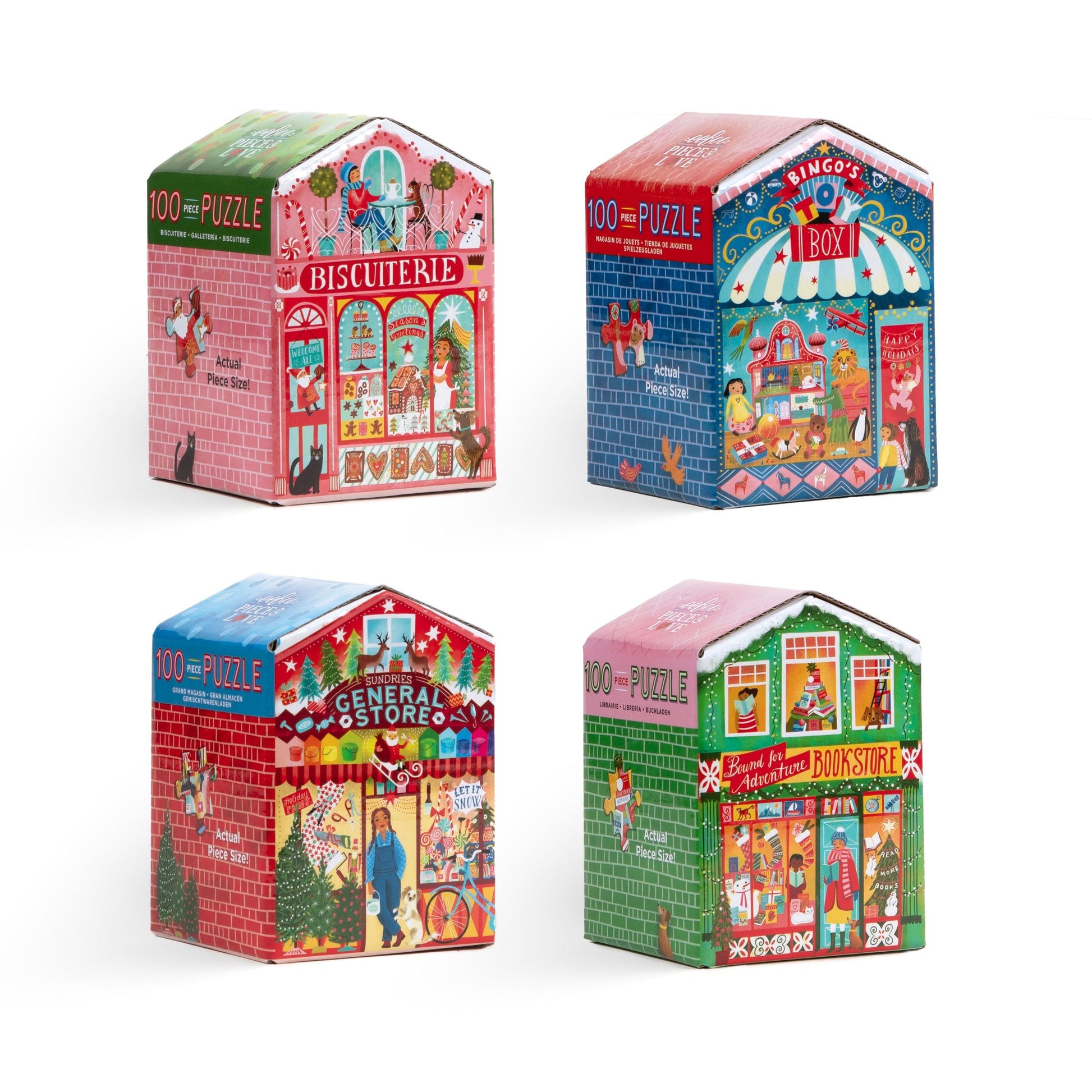 Christmas Market 100 Piece Puzzle Assortment (8) by eeBoo | Unique Beautiful Gifts