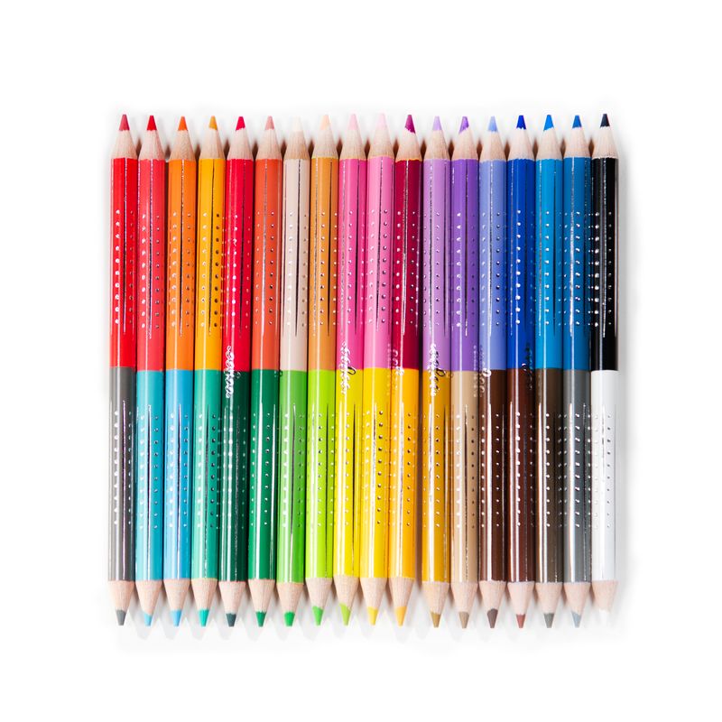 Set of double sided colored pencils in various rainbow colors. 