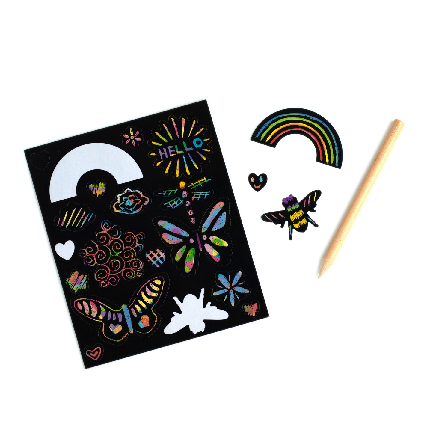 Rainbows and Friends Scratch Paper Stickers Craft eeBoo