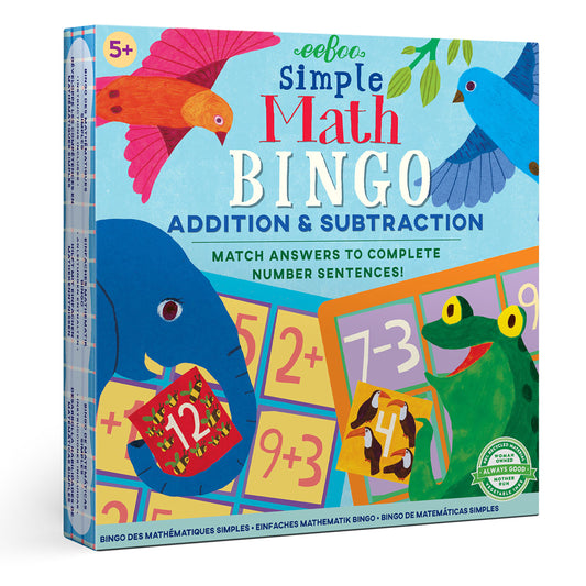 Simple Math Addition and Subtraction Bingo Game eeBoo Back to School for Kids Ages 5+