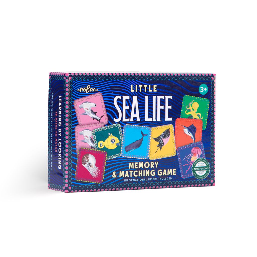 Children's memory and matching game box titled 'Little Sea Life' by eeBoo
