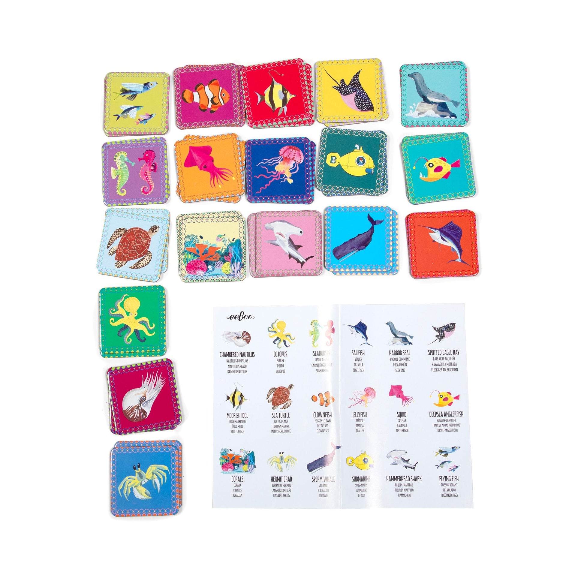 Set of colorful coasters with various animal illustrations by eeBoo