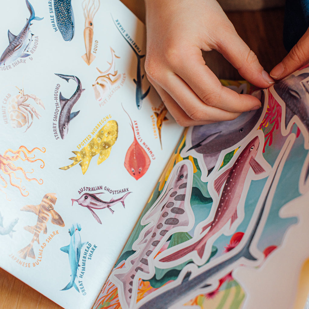 Sharks & Friends Shiny Stickers by eeBoo | Unique Fun Gifts