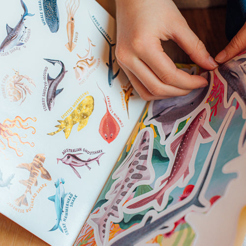 Sharks & Friends Shiny Stickers by eeBoo | Unique Fun Gifts