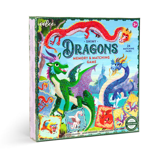 Shiny Dragons memory and matching game box with colorful dragons 