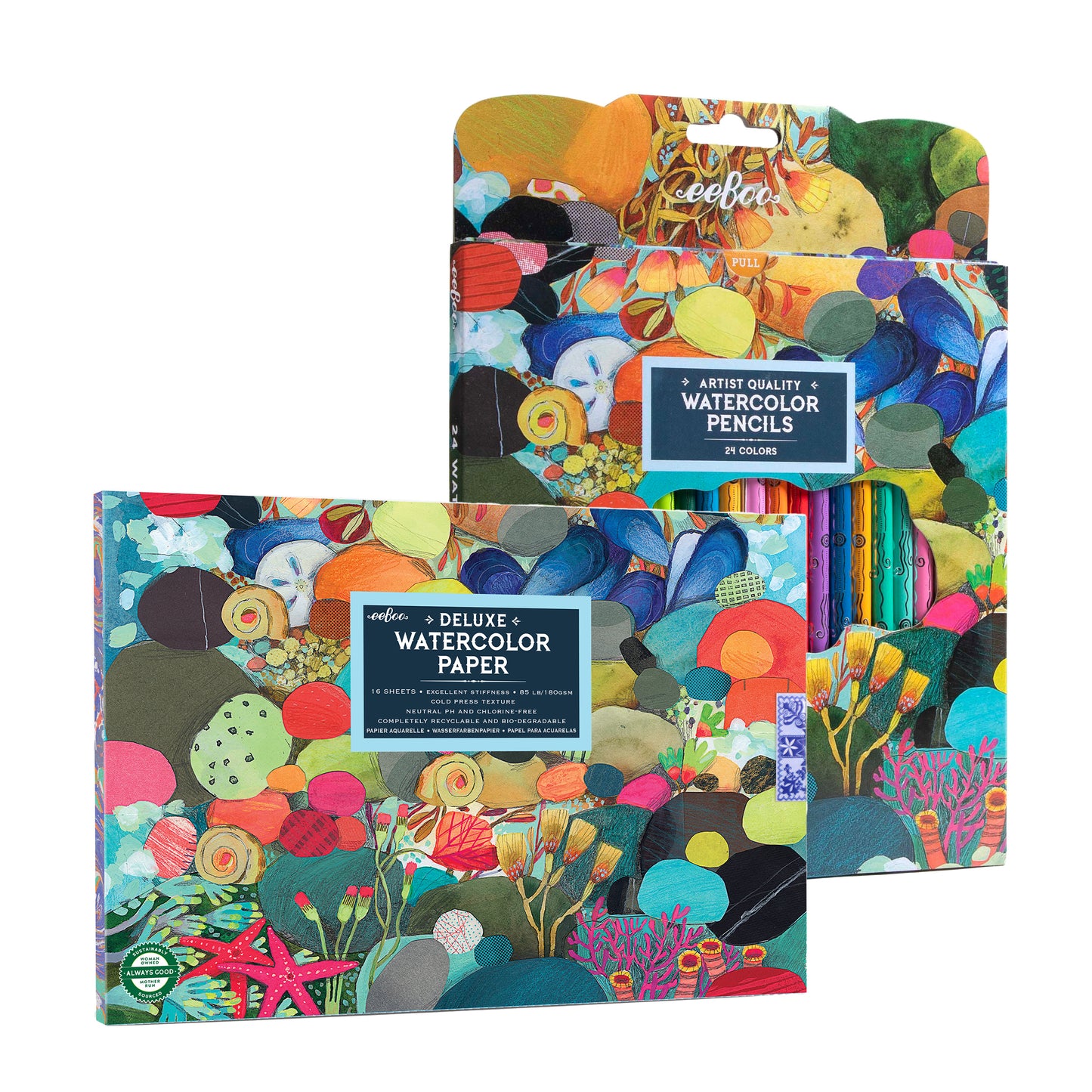 Tidepool 24 Watercolor Pencils & Paper Pad | Unique Great Gifts for Kids & Adults