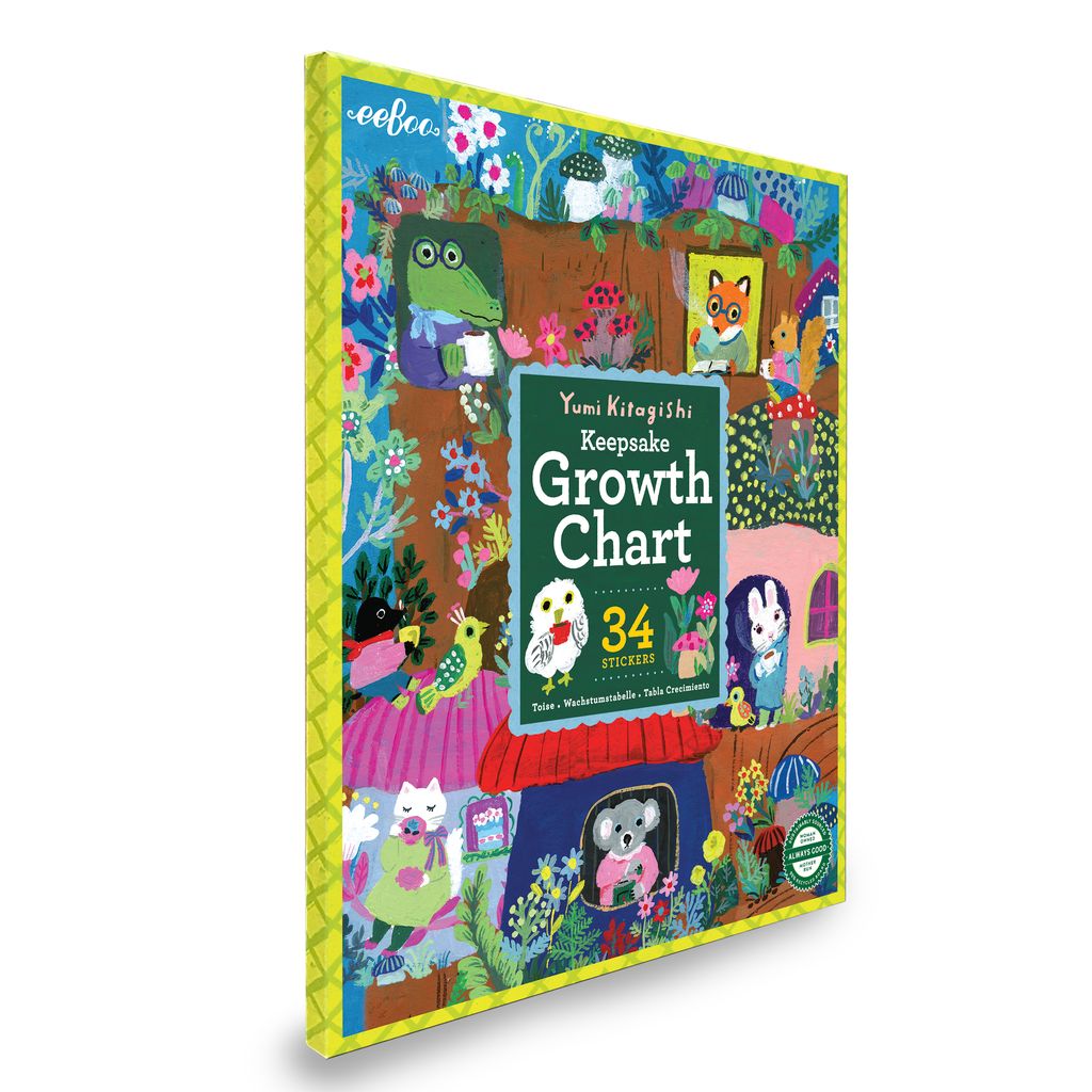 Growth chart with colorful animal illustrations. Yumi Growth Chart
