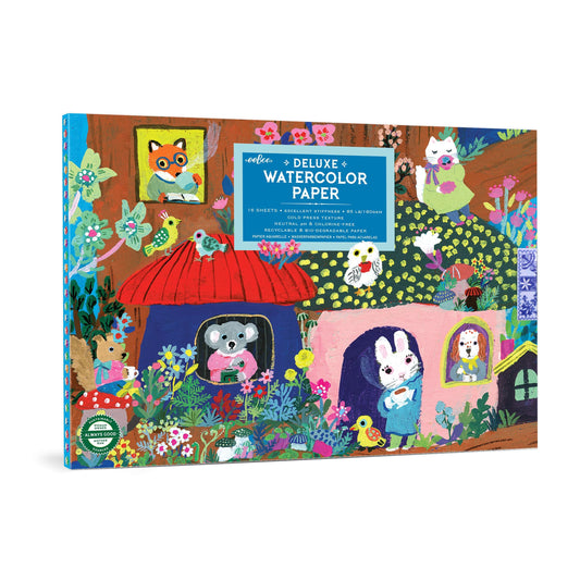 Deluxe watercolor paper set with colorful animal illustrations. Yumi’s Mushrooms Watercolor Pad