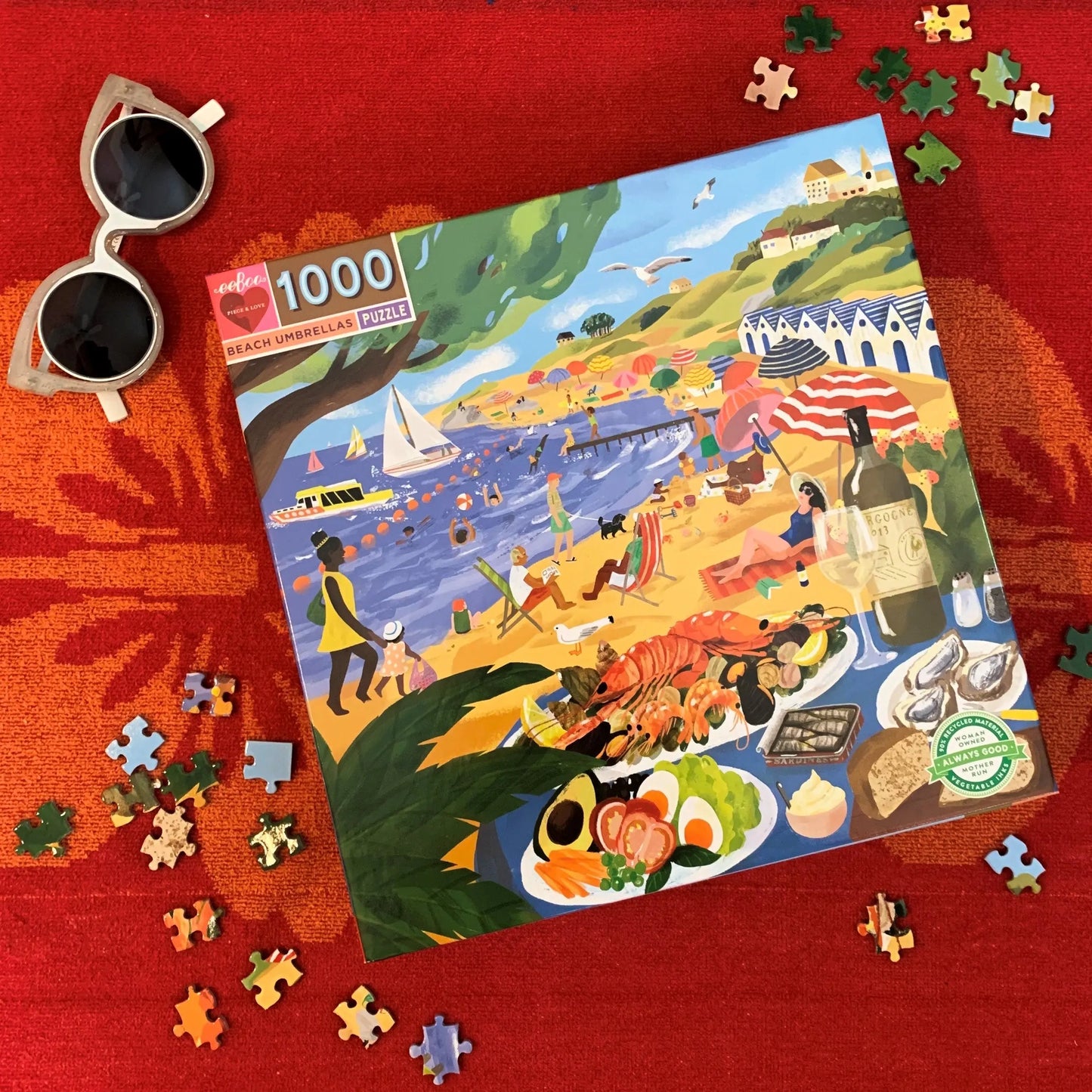 Beach Umbrellas Summer Vacation 1000 Piece Jigsaw Puzzle | eeBoo Piece & Love Great Gifts for Friends