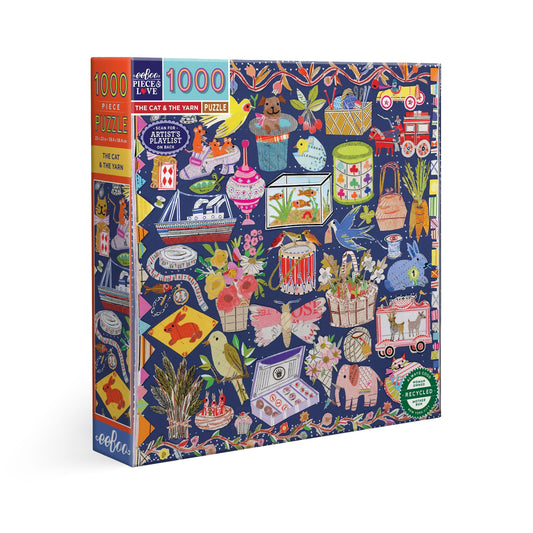 The Cat & The Yarn 1000 Piece Jigsaw Puzzle by eeBoo | Unique Beautiful Gifts