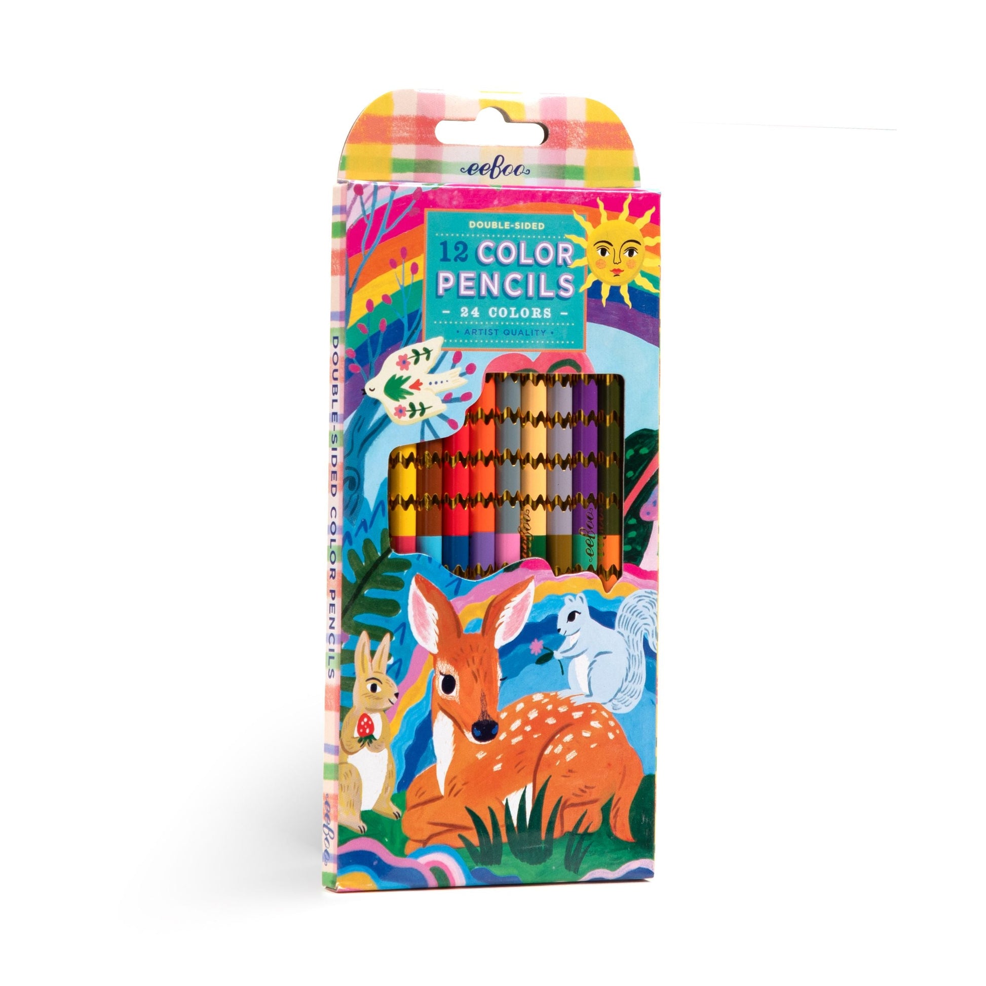 Fawn & Sun 12 Double Sided Color Pencils by eeBoo | Unique Fun Gifts
