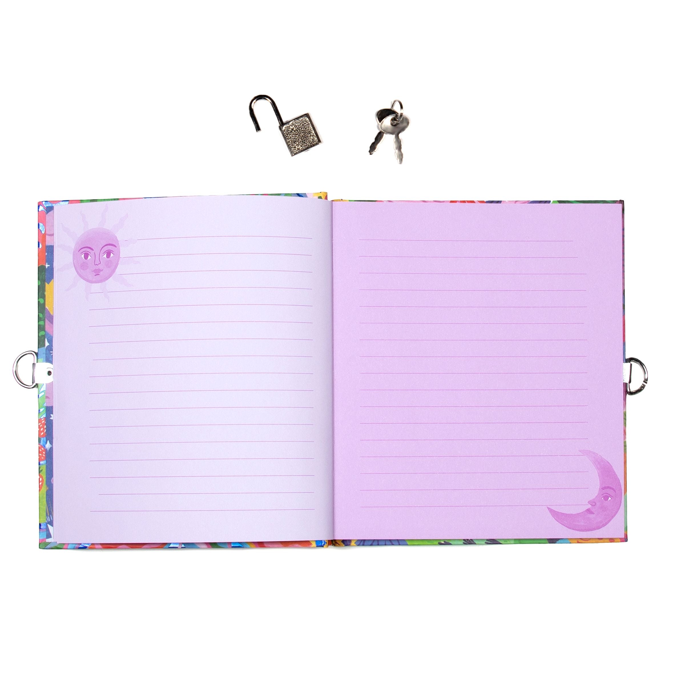 Purple lined pages of the Sun & Fawn journal.