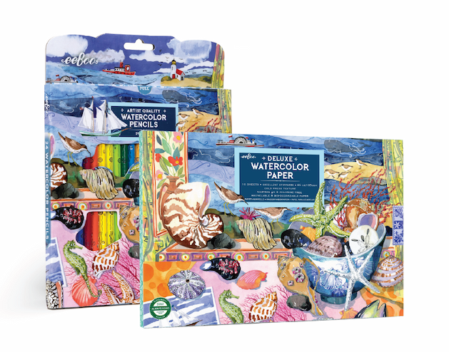 Seashells 24 Watercolor Color Pencils by eeBoo | Unique Beautiful Gifts