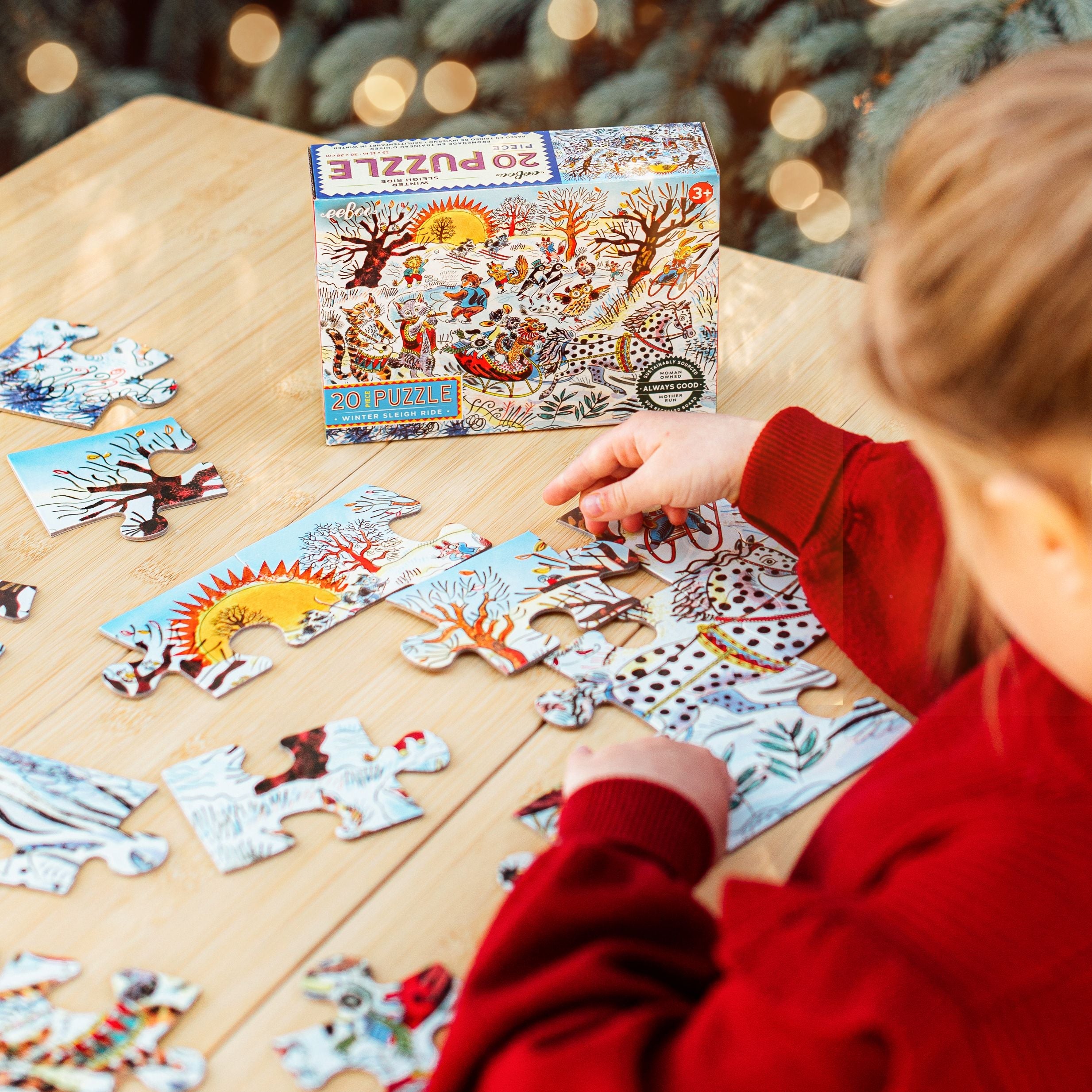 Winter Sleigh Ride 20 Piece Puzzle by eeBoo | Unique Fun Gifts